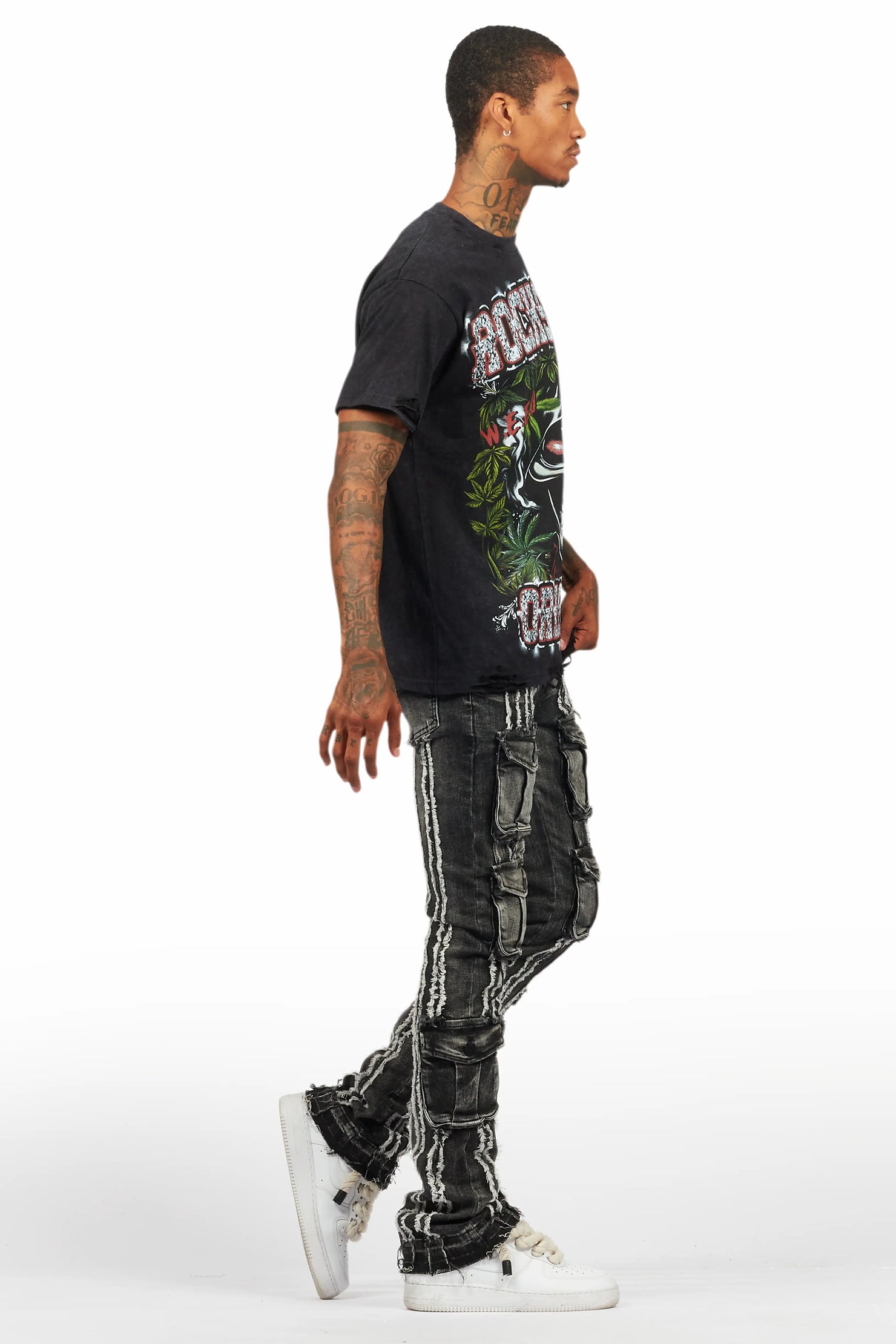 Hyzon Black Oversized Graphic T-Shirt