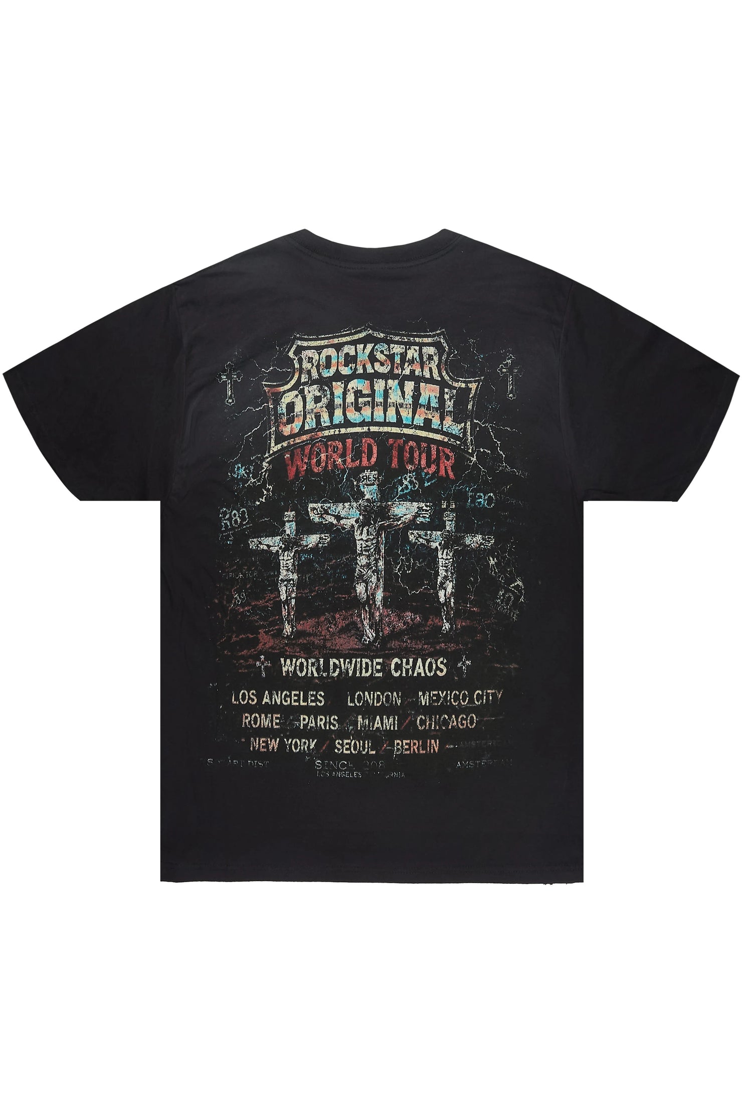 Clemons Black Oversized Graphic T-Shirt
