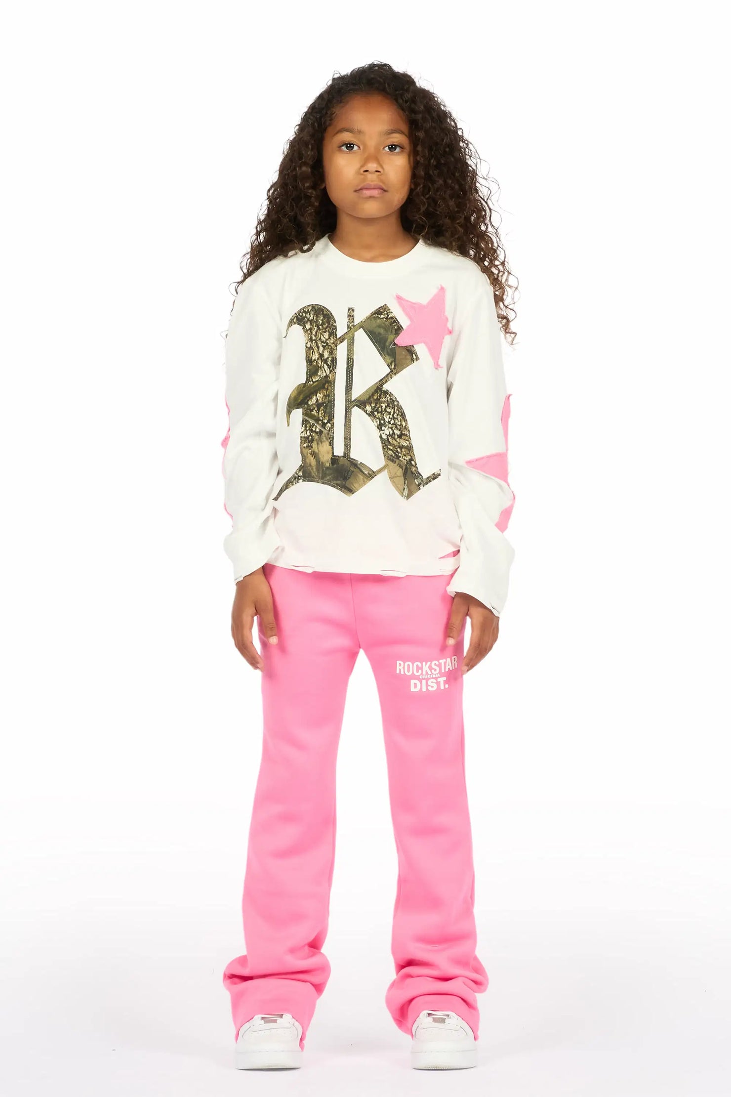 Girls Juliana Bubblegum Pink Stacked Flare Pant