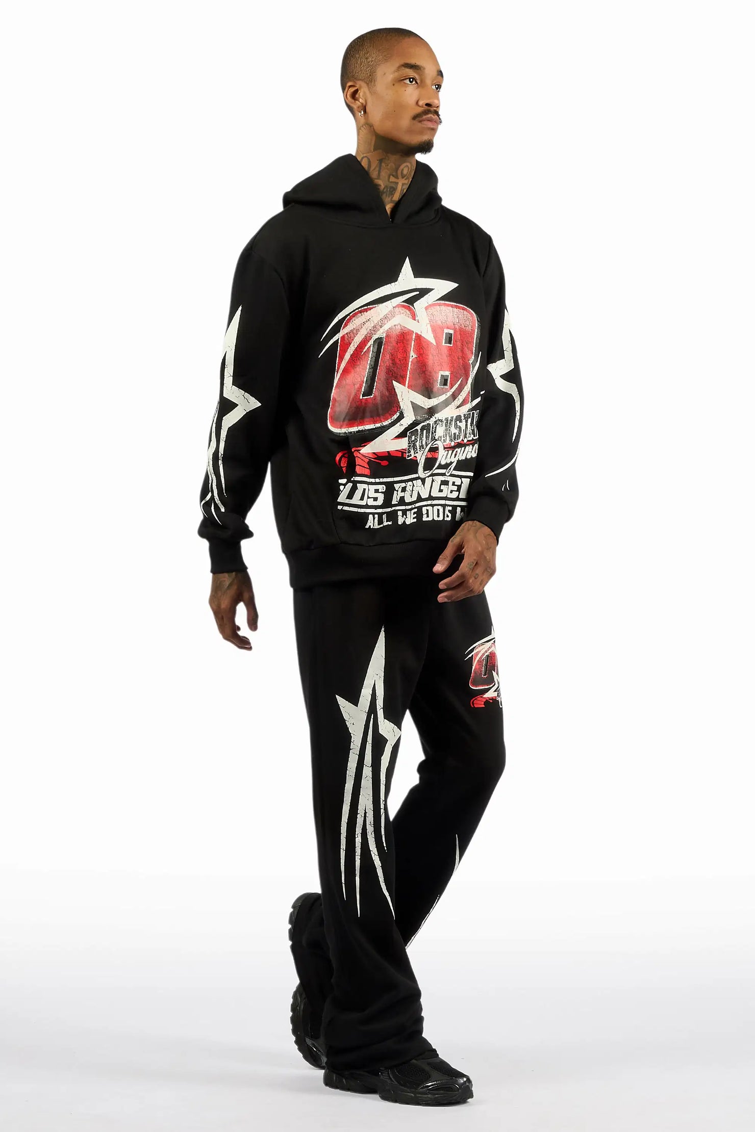 Kastell Black Hoodie/Stacked Pant Track Set