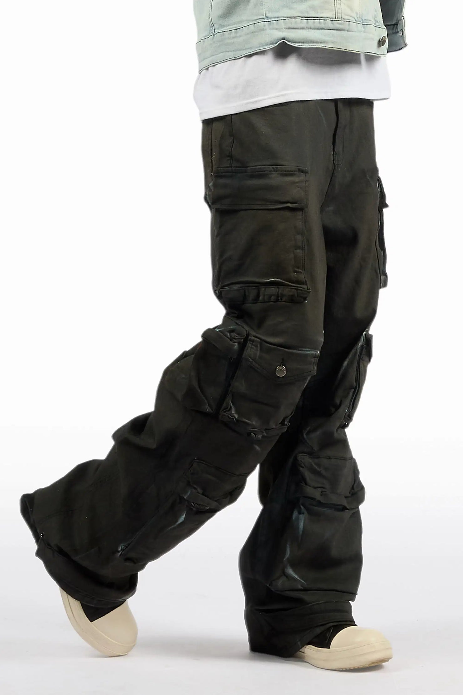 Mahesh Dark Blue Oil Wash Baggy Cargo Jean
