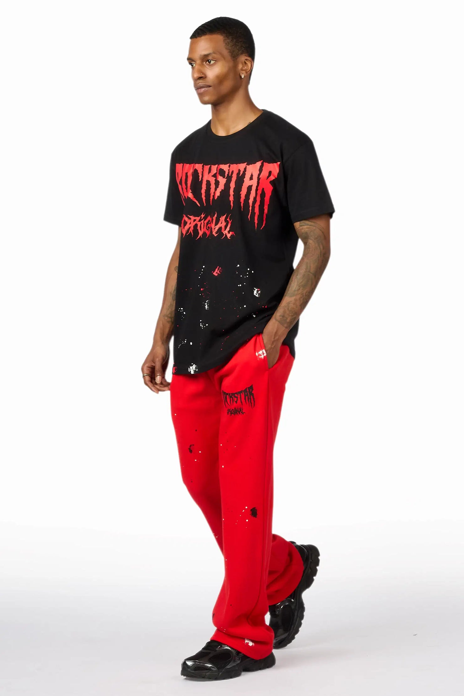Twinkle Black/Red T-Shirt/Relaxed Track Set