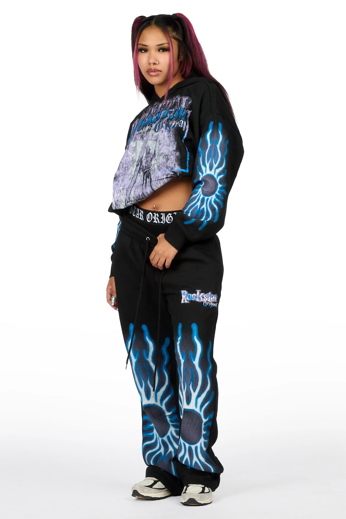 Xandria Black Graphic Baggy Fit Track Set