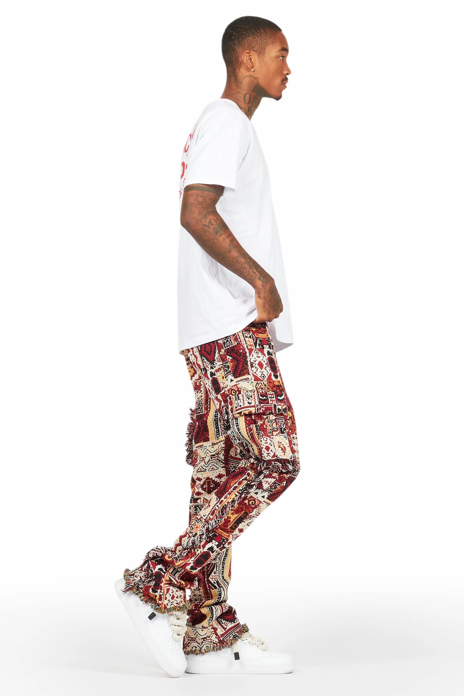 Ayami Pink Slim Tapestry Flare Jean