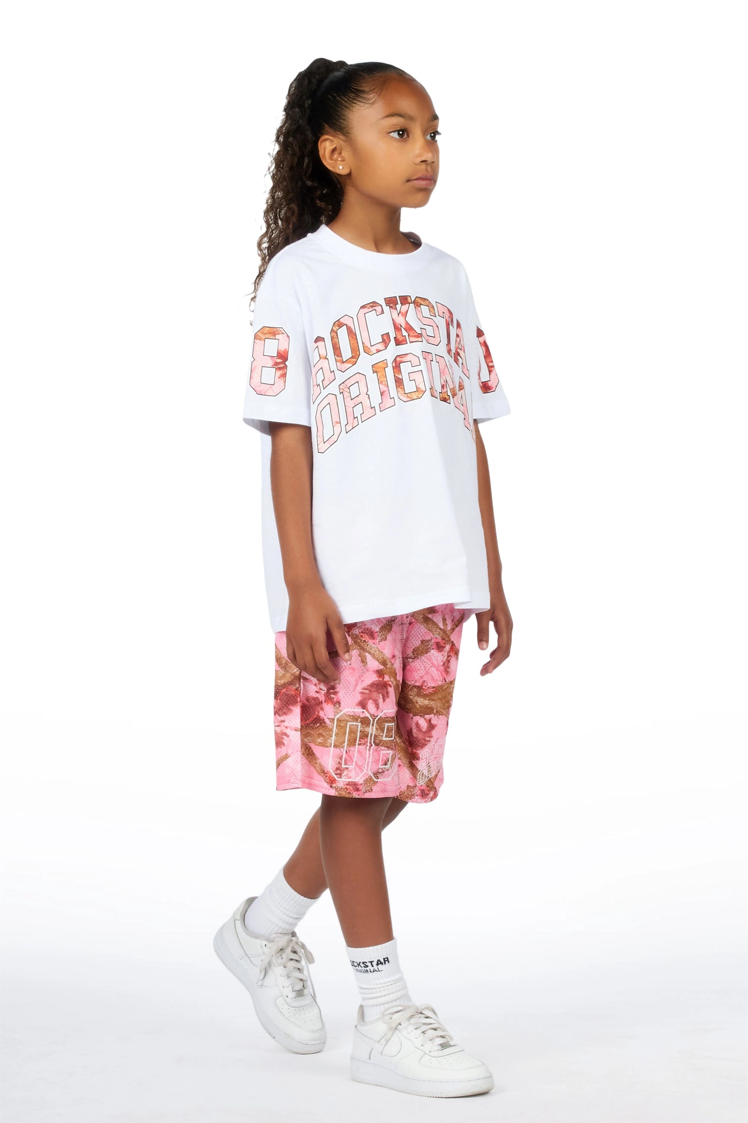 Girls Nikya White T-Shirt Short Set