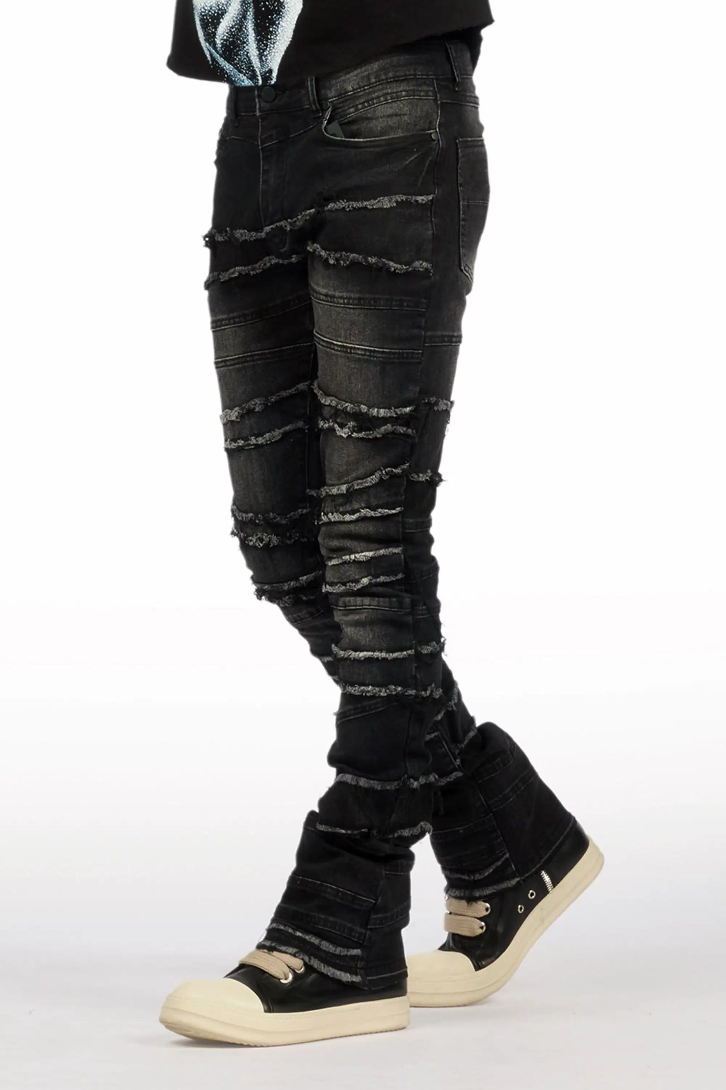 Franko Dark Grey Stacked Flare Jean