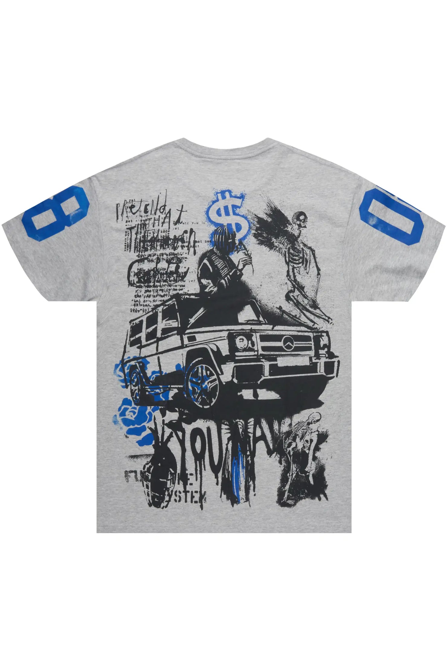 Grill 3.0 Heather Grey Oversized Graphic T-Shirt