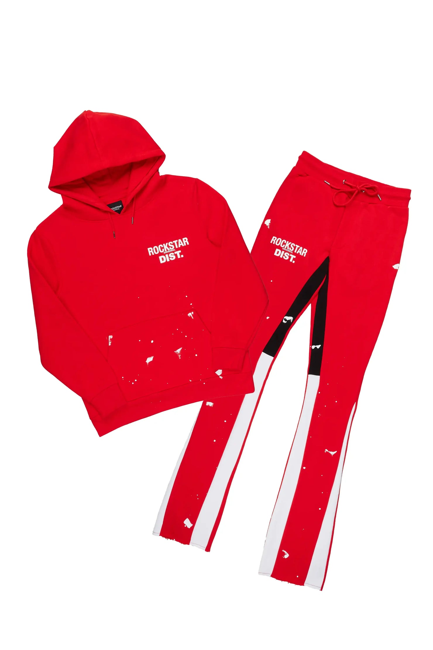 Raffer Red Hoodie/Stacked Flare Pant Set