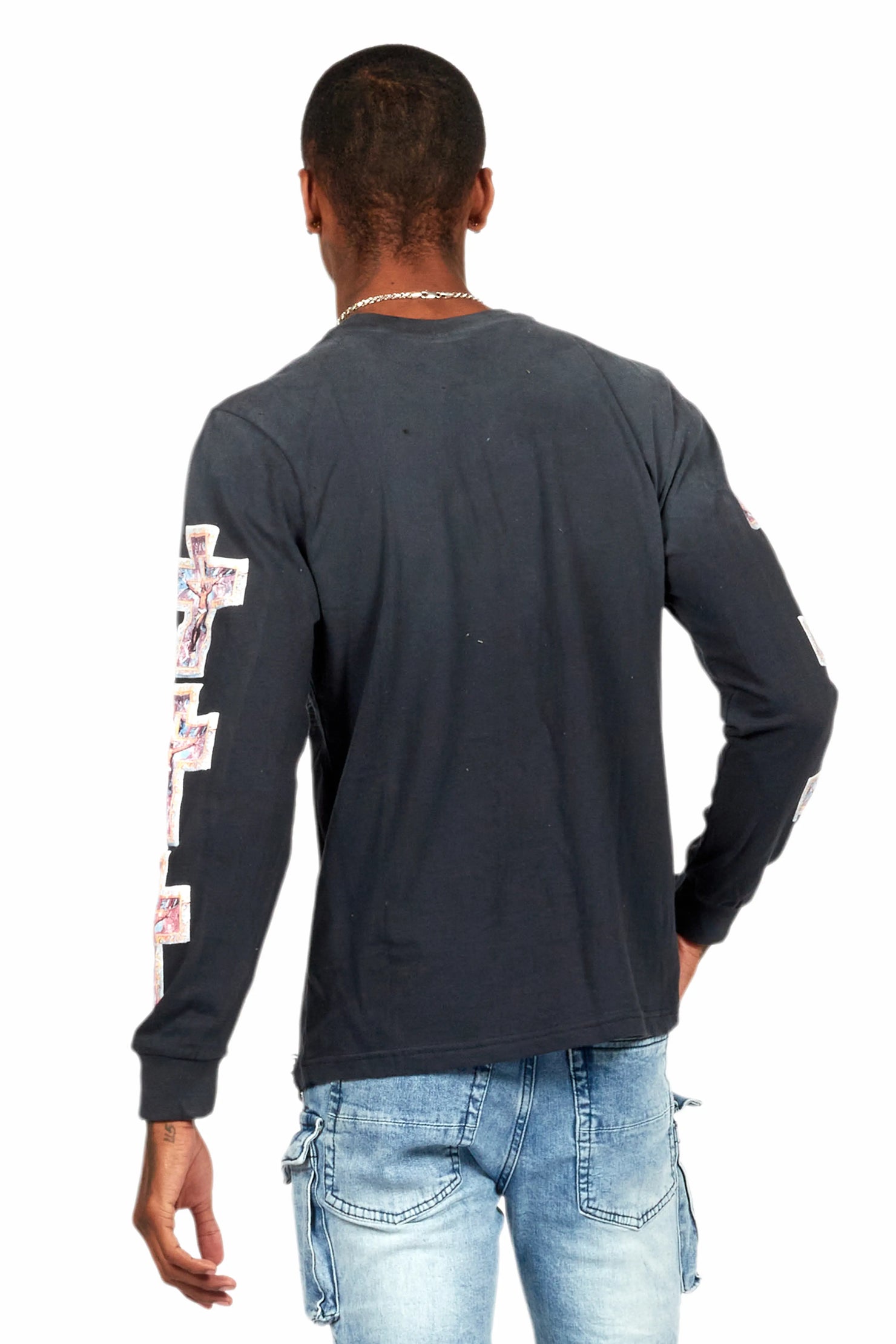 Adem Black Long Sleeve Graphic T-Shirt