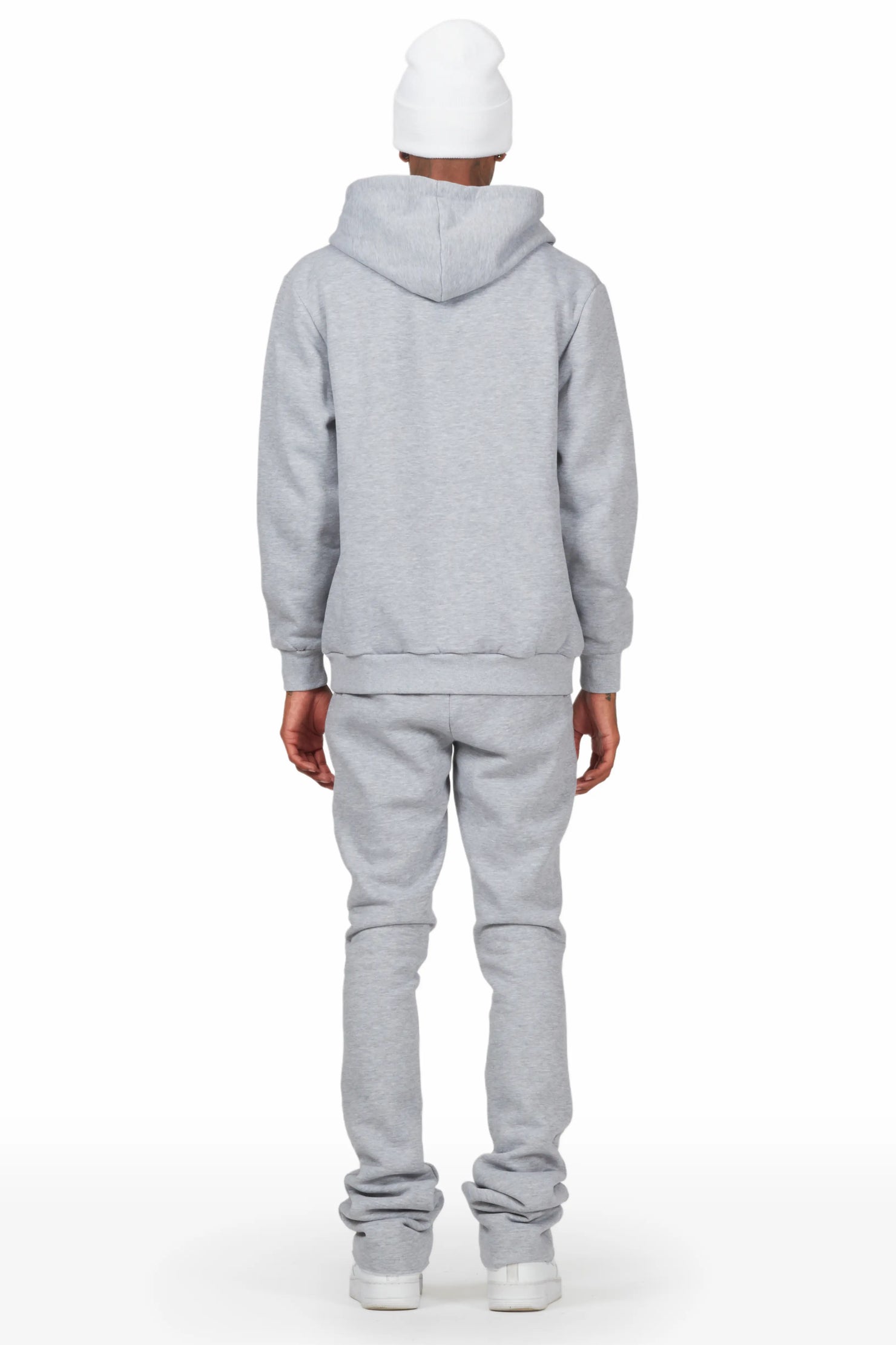 Draven Heather Grey Hoodie/Stacked Flare Track Pant Set