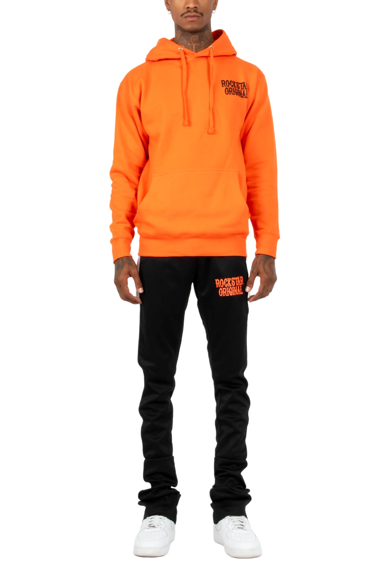 Deeler Orange/Black Hoodie Super Stacked Flare Track Set