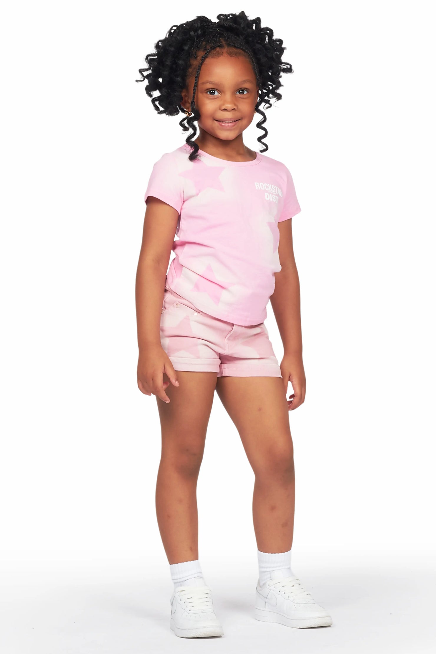 Girls Jadey Pink T-Shirt/Denim Short Set