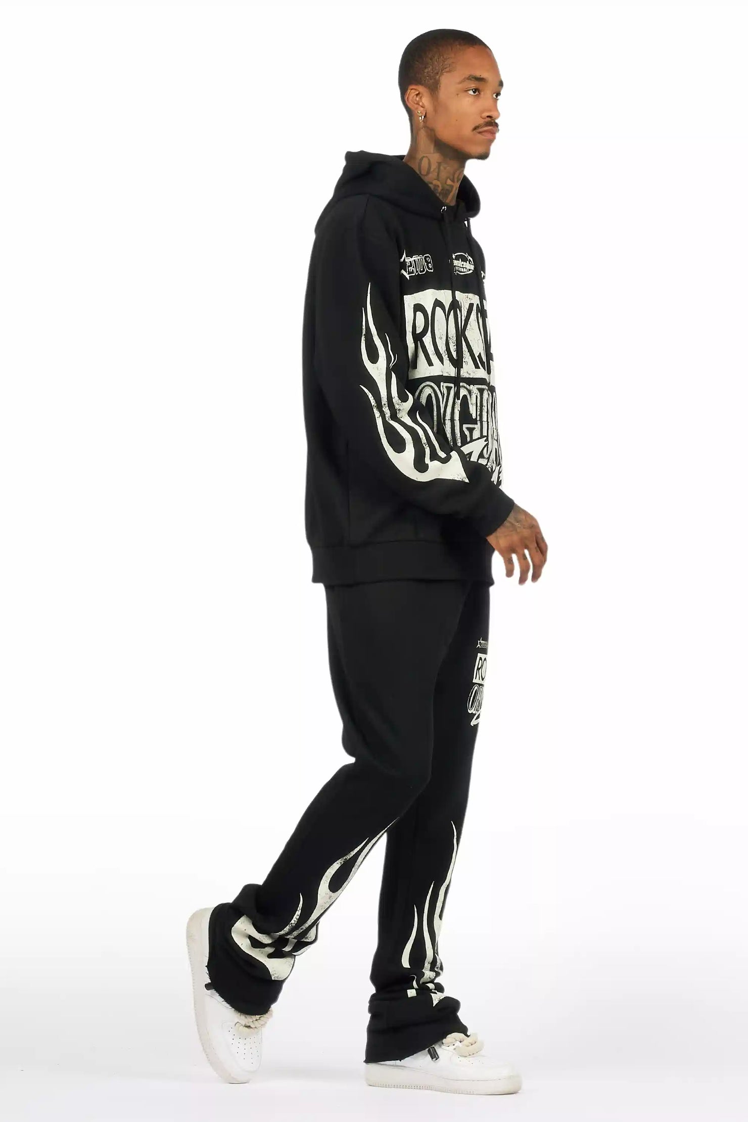 Rylok Black Hoodie Stacked Track Set
