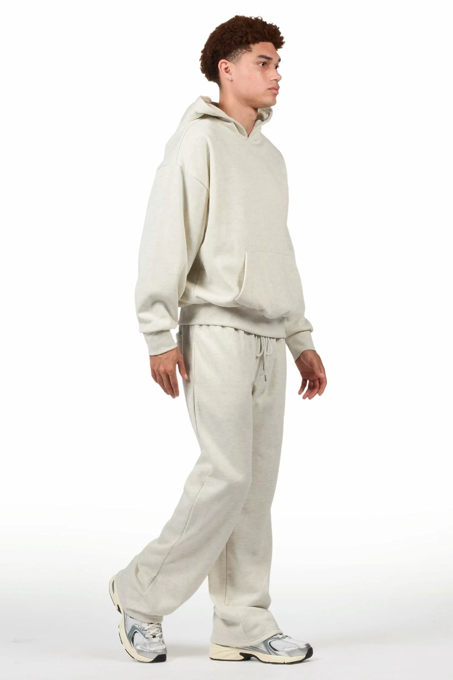 Basic Light Oatmeal Hoodie Relaxed Track Set