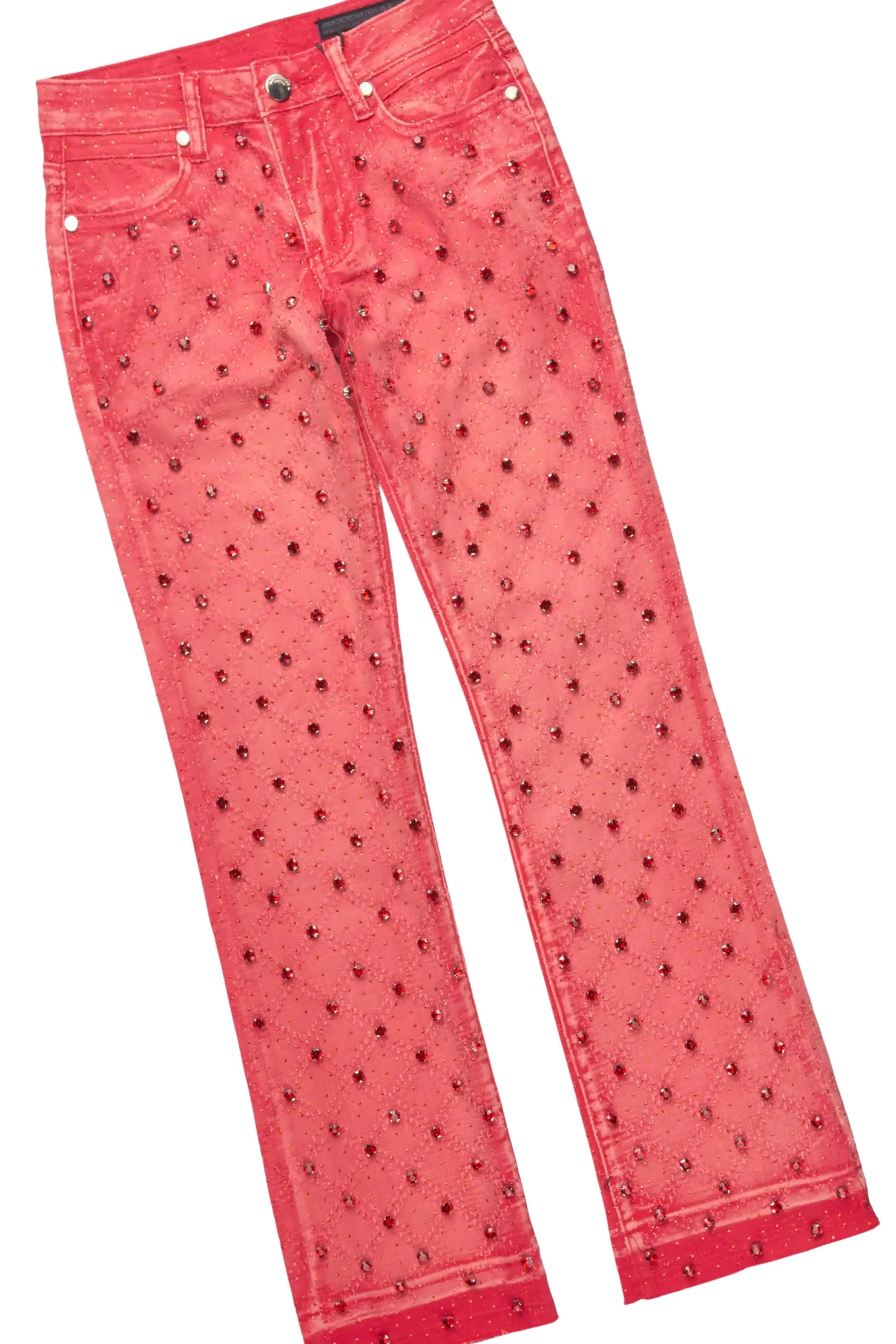 Girls Dezz Black/Red T-Shirt Rhinestone Jean Set