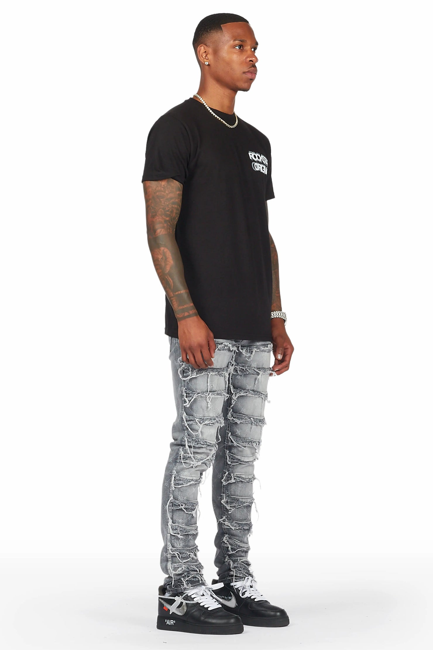 Pasha Grey Slim Fit Frayed Jean