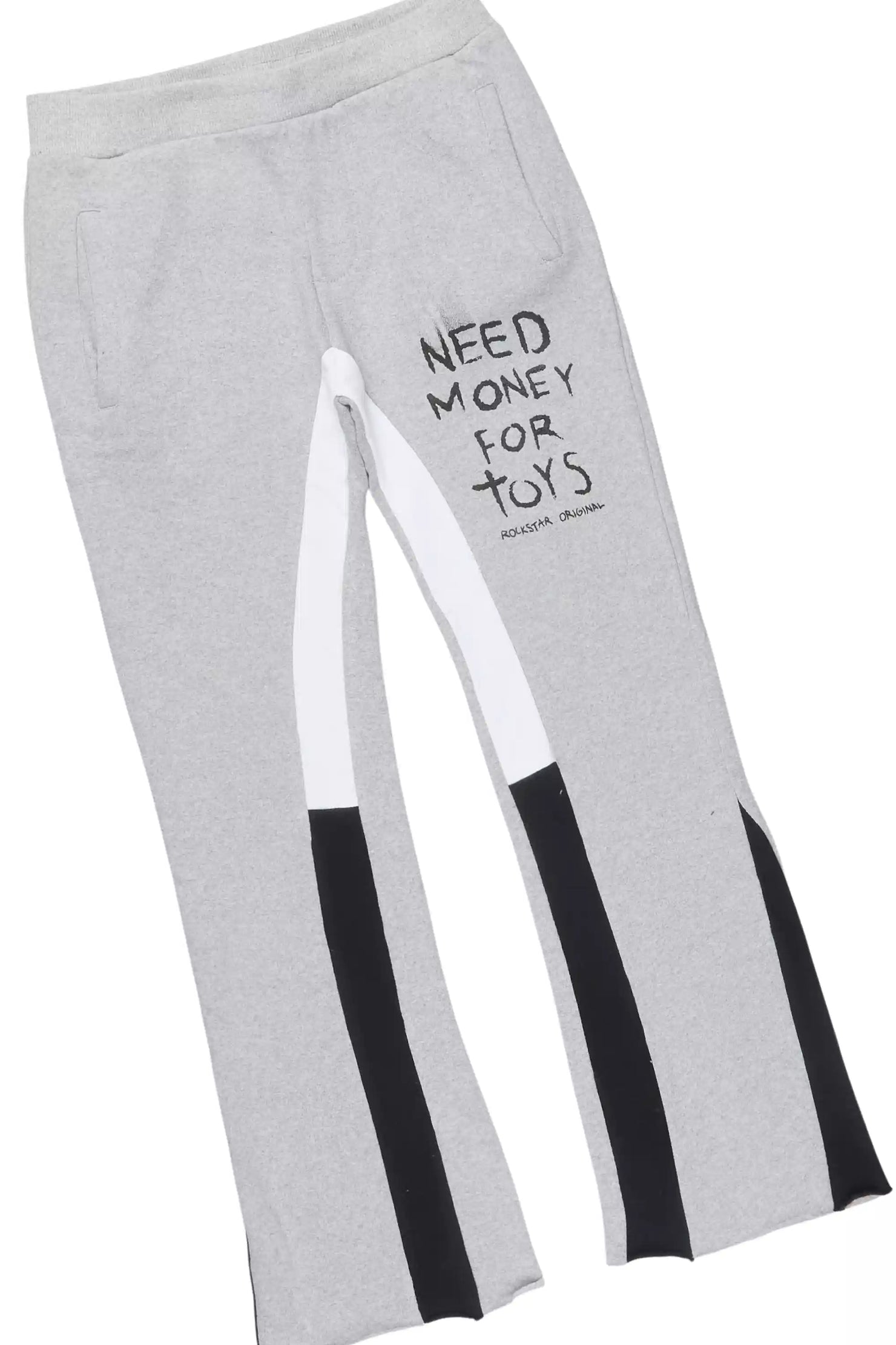 Boys M4 Toys Heather Grey/Black Hoodie/Stacked Flare Track Set