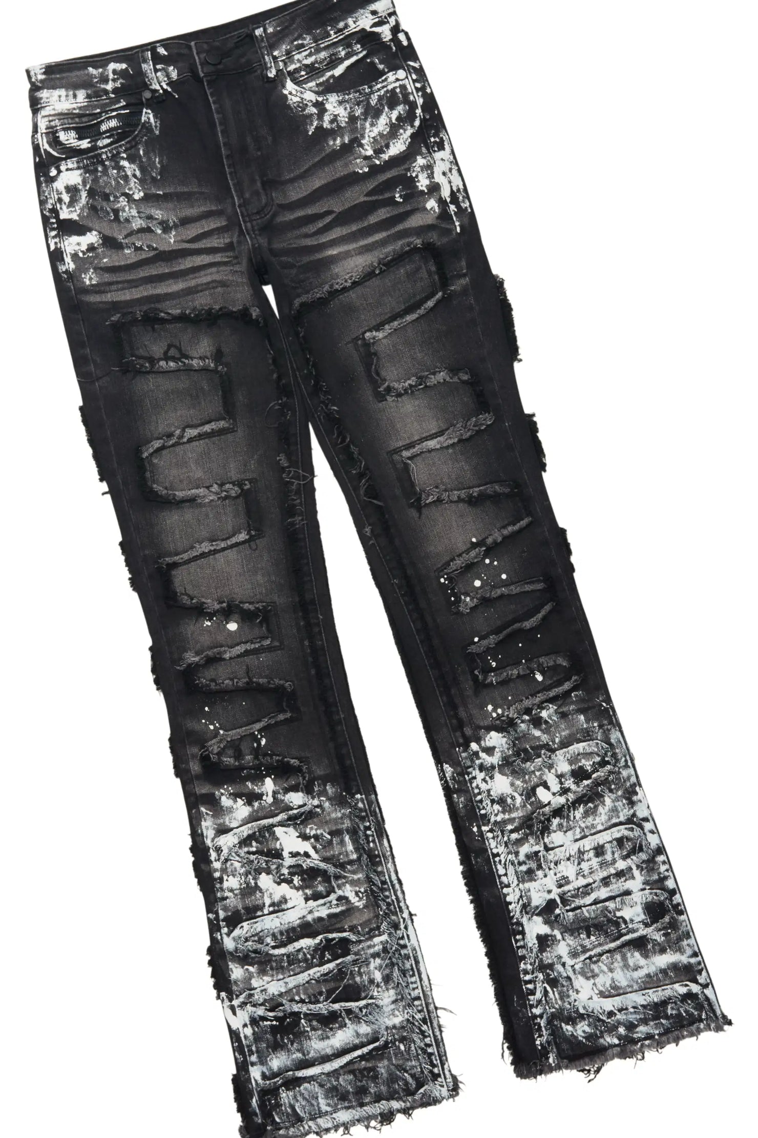 Amos 2.0 Black/Black Hoodie/Stacked Flare Jean Set