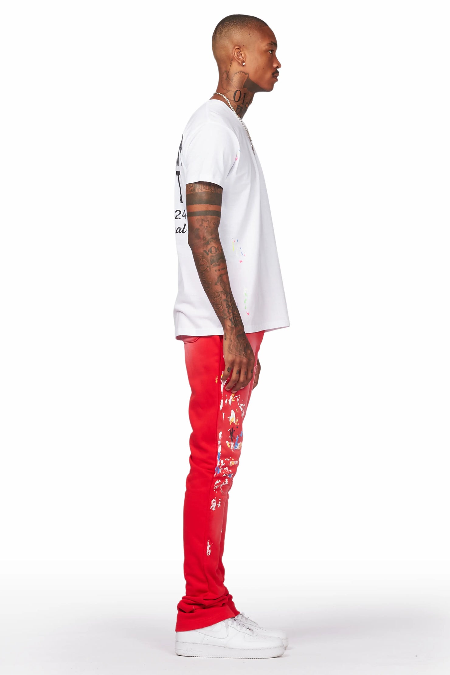 Patel Red Graphic Stacked Flare Pant