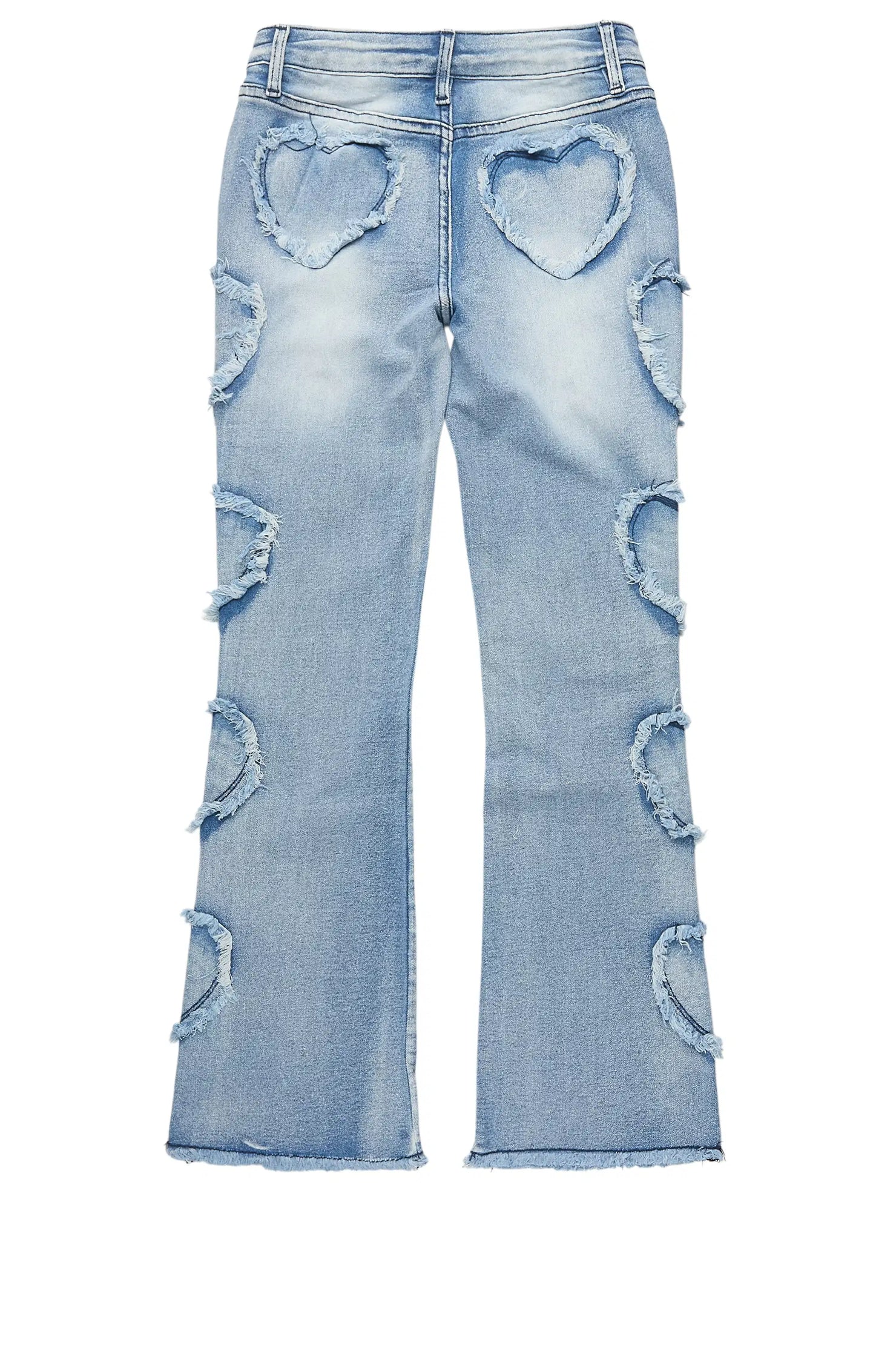 Girls Sinayah Heart Light Wash Stacked Flare Jean
