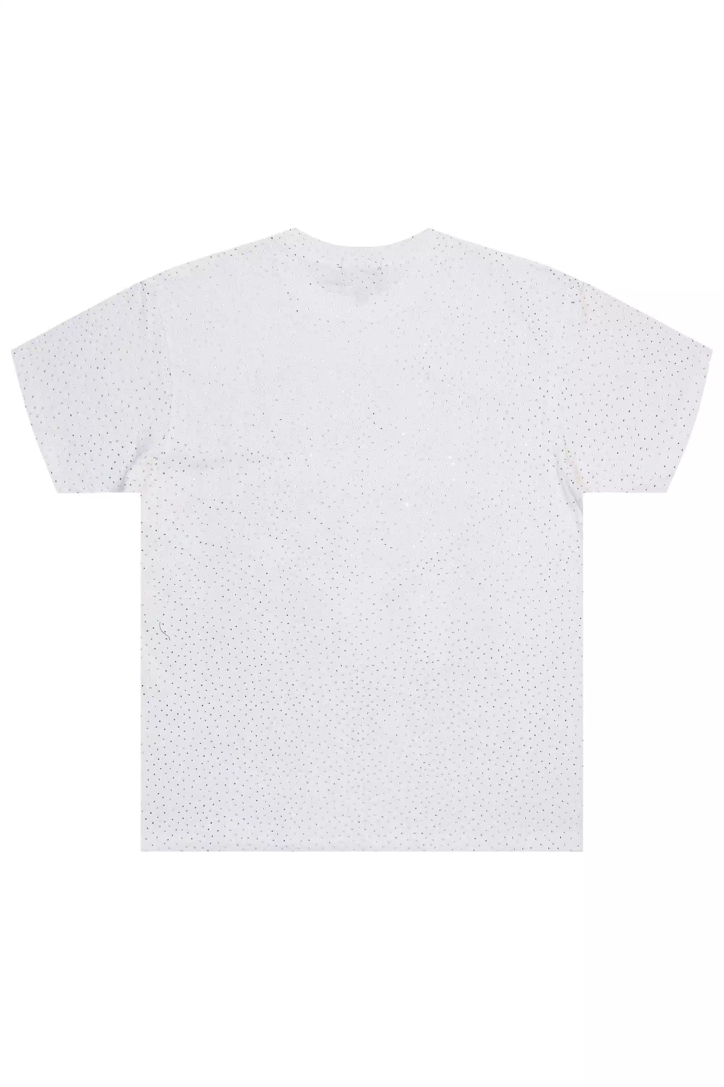 Flamur White Graphic Rhinestone T-Shirt