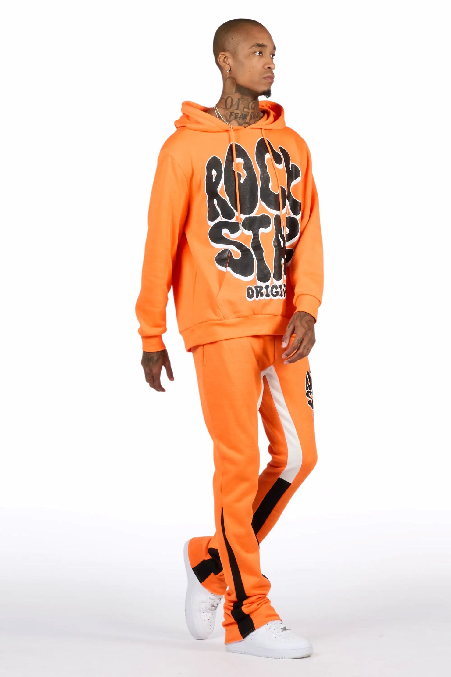 Warblen Orange/Black Hoodie/Stacked Track Pant Set