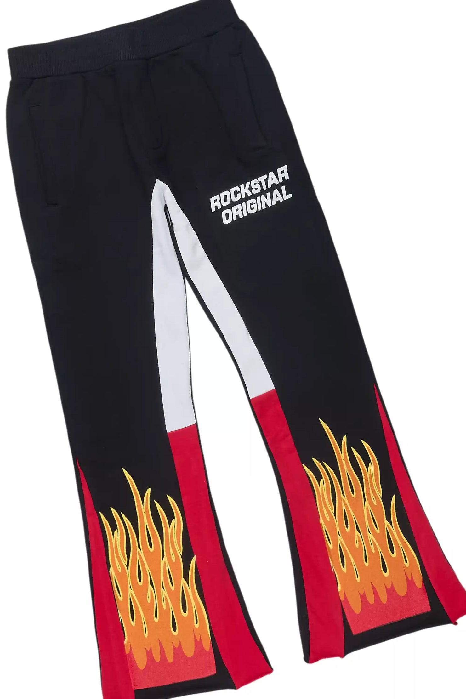 Boys Roeland Black/Red Stacked Flare Pant Set