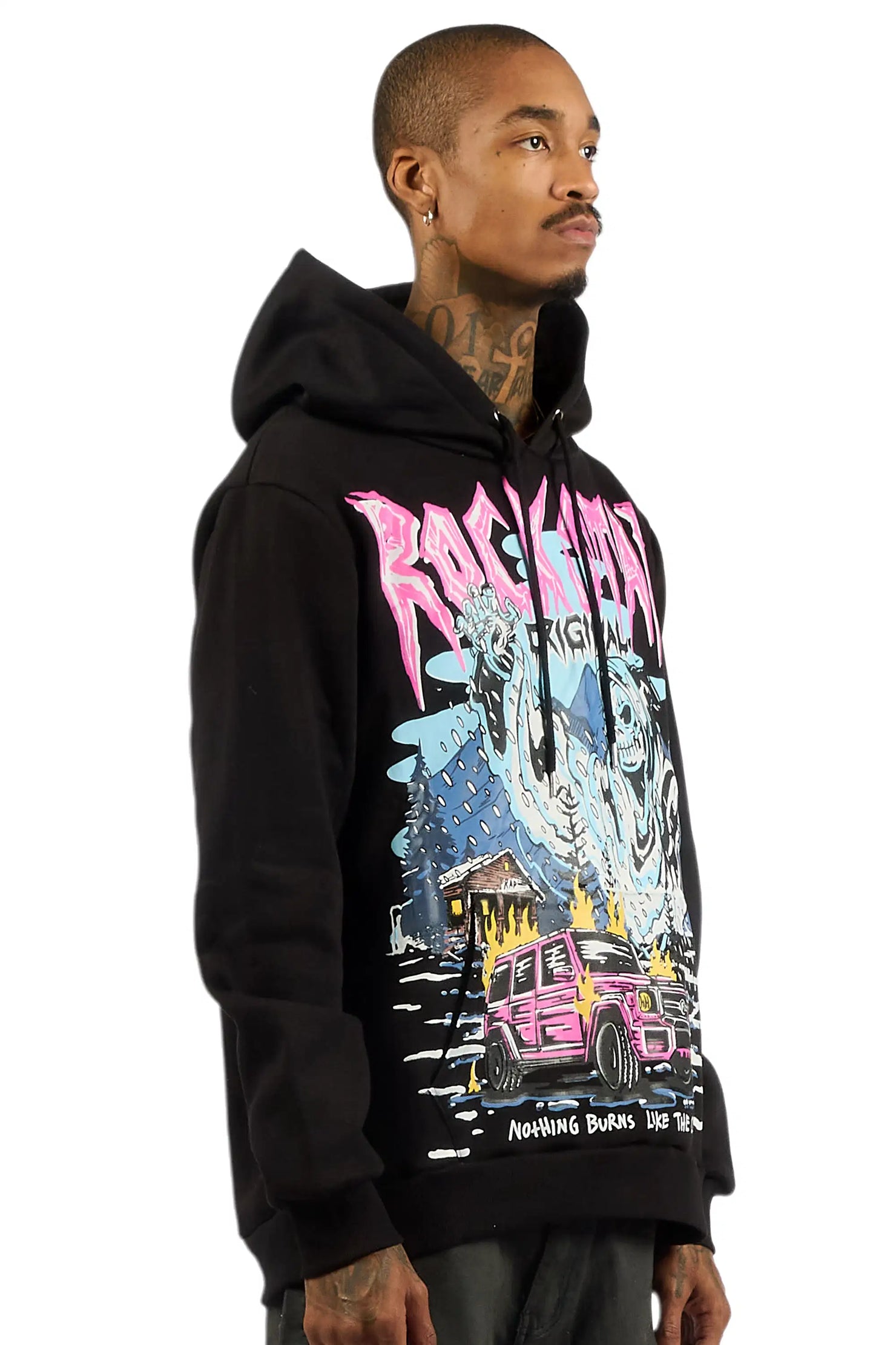 Kip Black Graphic Relaxed Hoodie