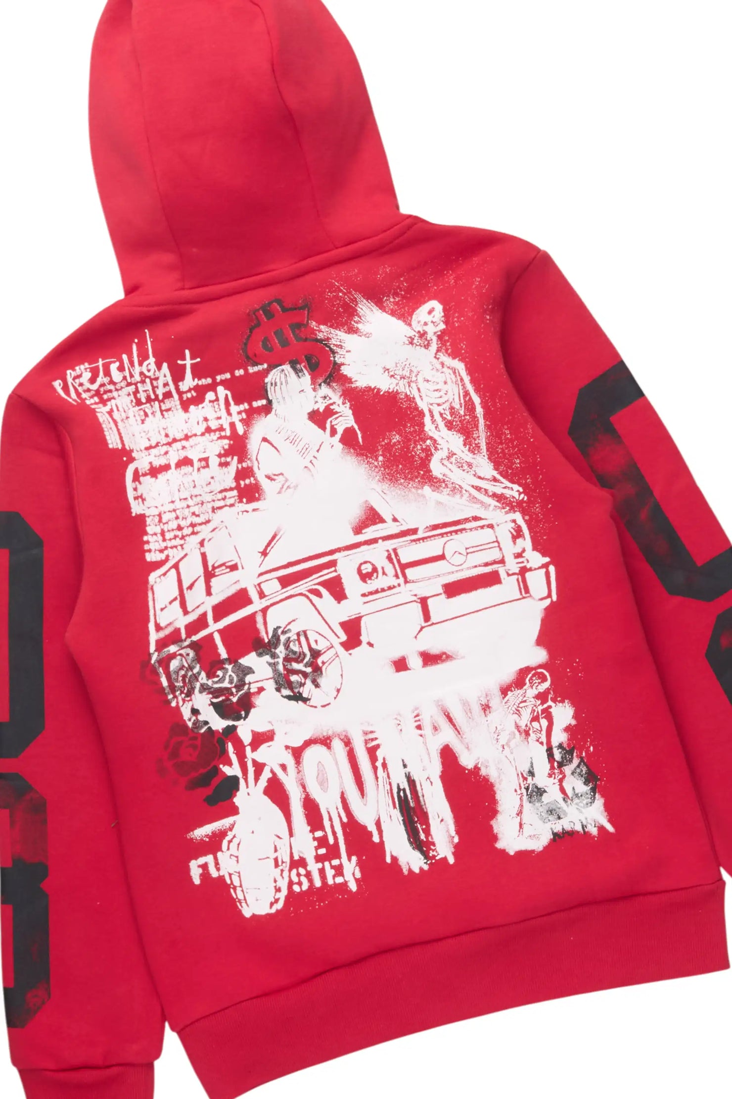 Boys Beau Red Hoodie & Ayami Multi Stacked Jean Set