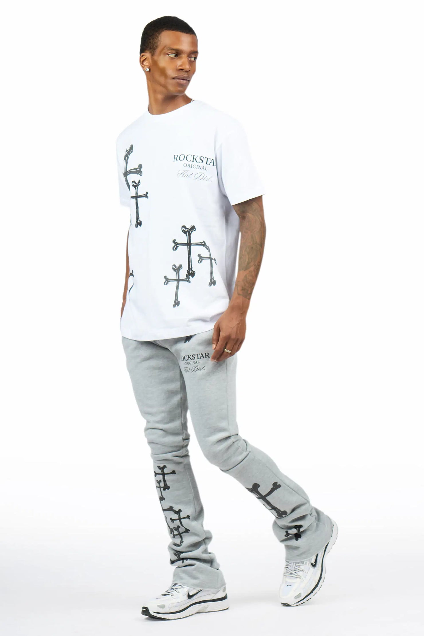 Olivier 2.0 Heather Grey T-Shirt/Stacked Flare Track Set