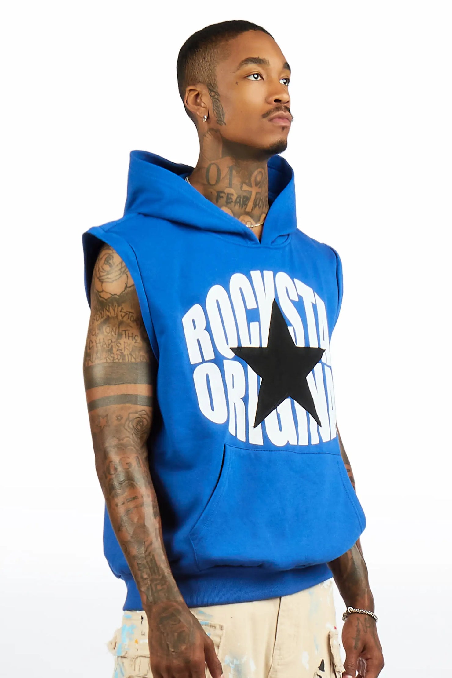 States 2.0 Royal Blue Cut Sleeve Hoodie