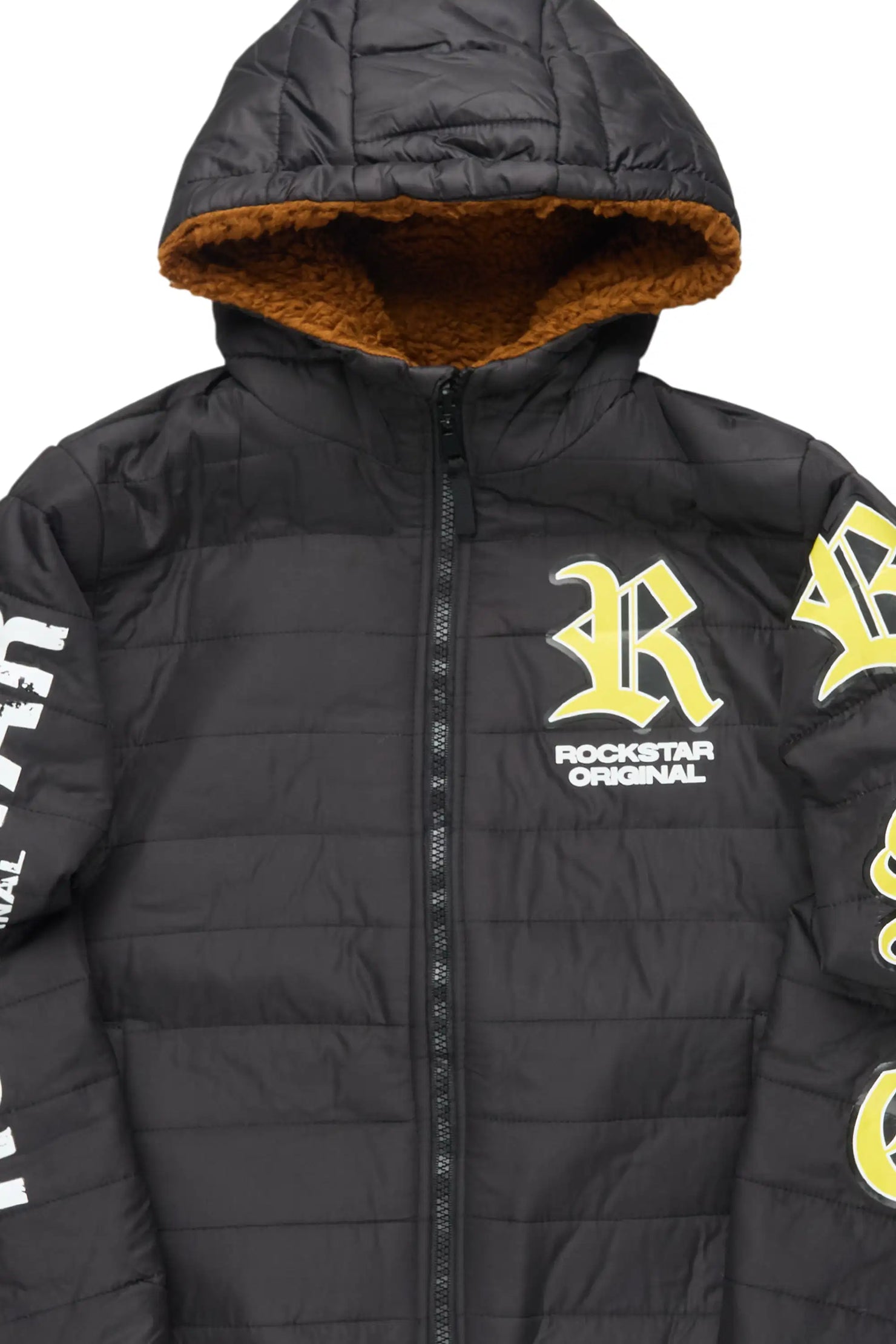 Boys Daegan Black/Brown Reversible Fur Puffer Jacket
