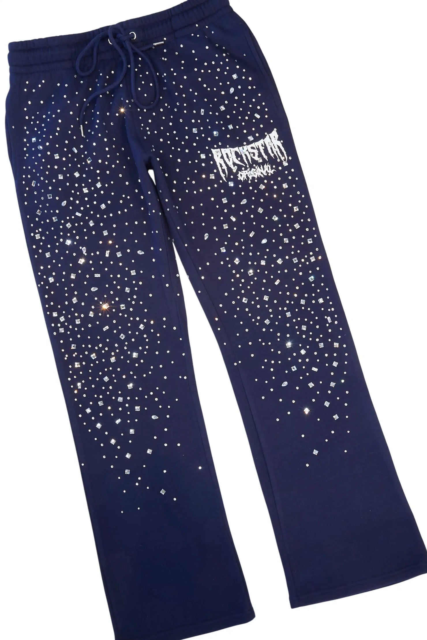 Twinkle Navy/White Rhinestone Hoodie Relaxed Track Set