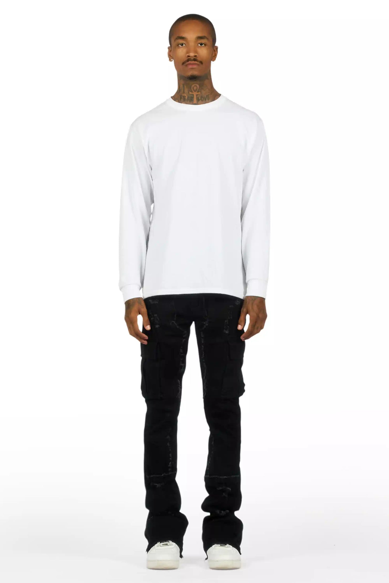 Aftermath Jet Black Stacked Flare Jean