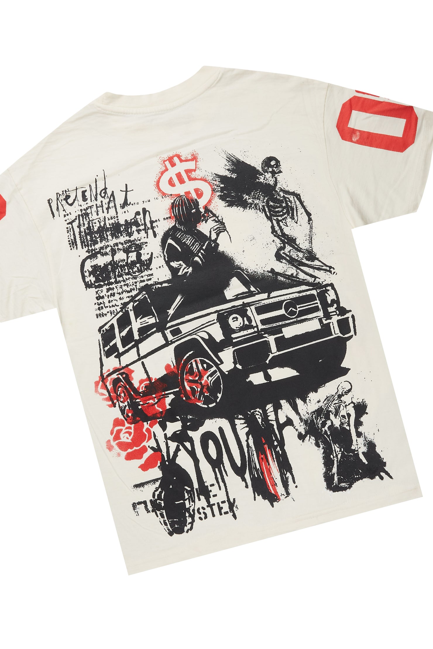 Grill Vintage Sand Oversized Graphic T-Shirt/Dag Stacked Flare Jean Set