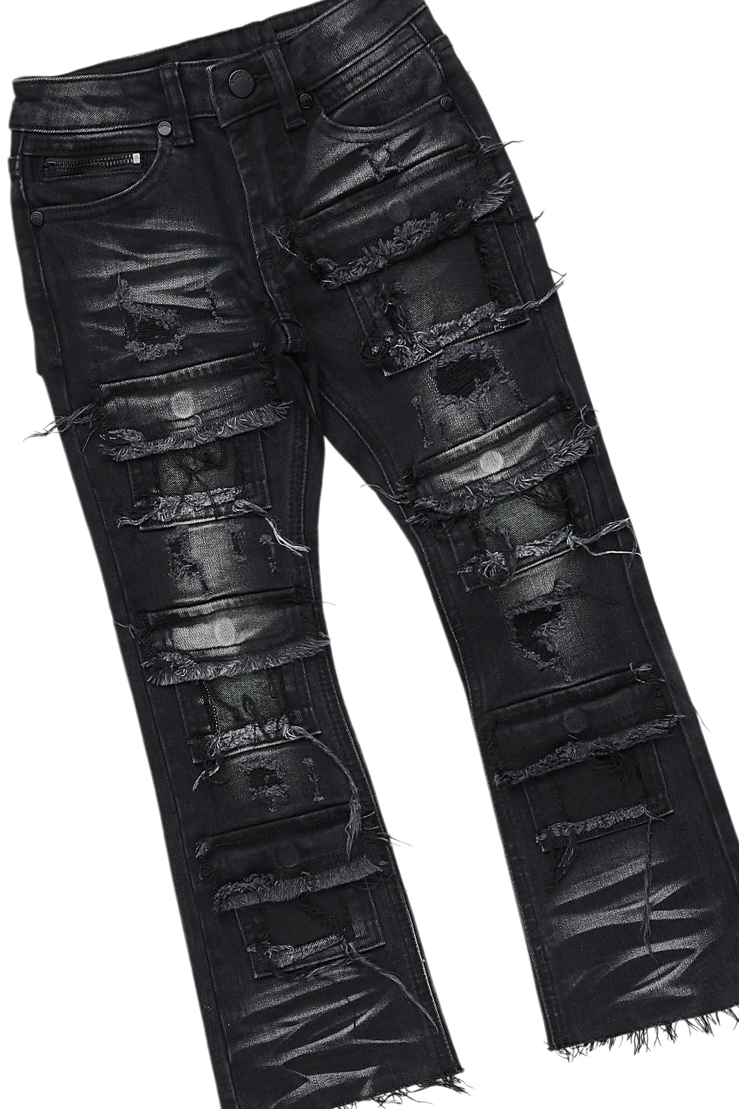 Boys Member Red/Black Hoodie/Stacked Flare Jean Set