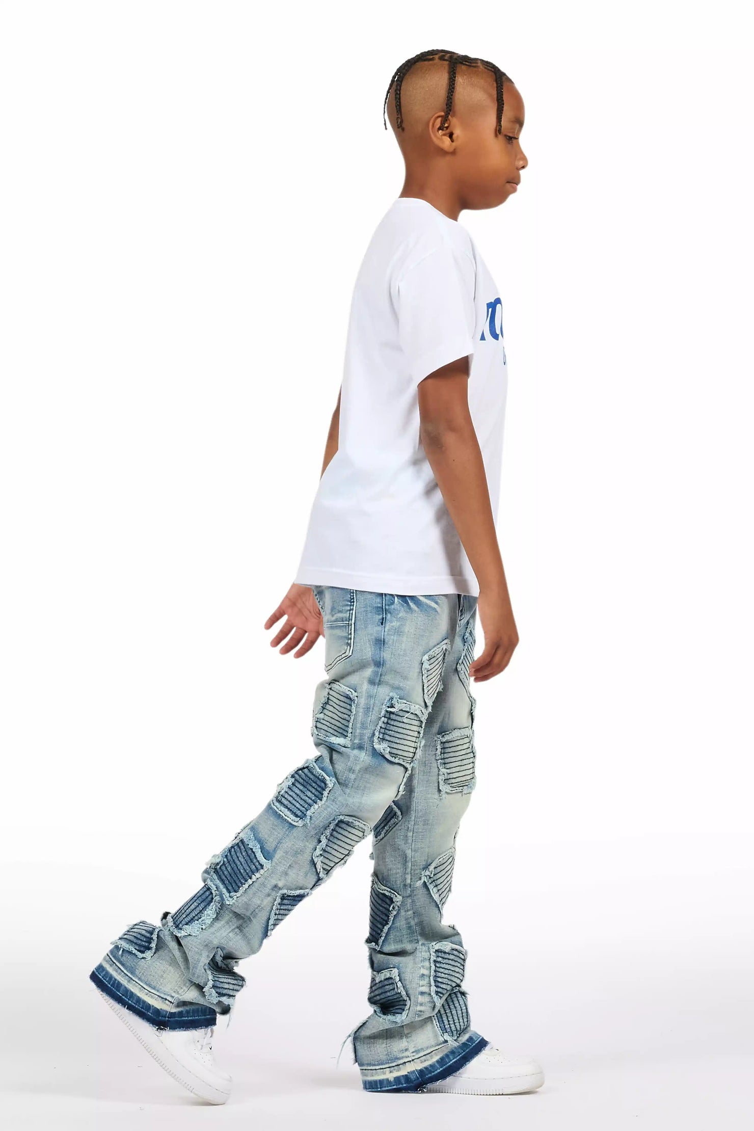 Boys Gawel Blue Stacked Flare Jean