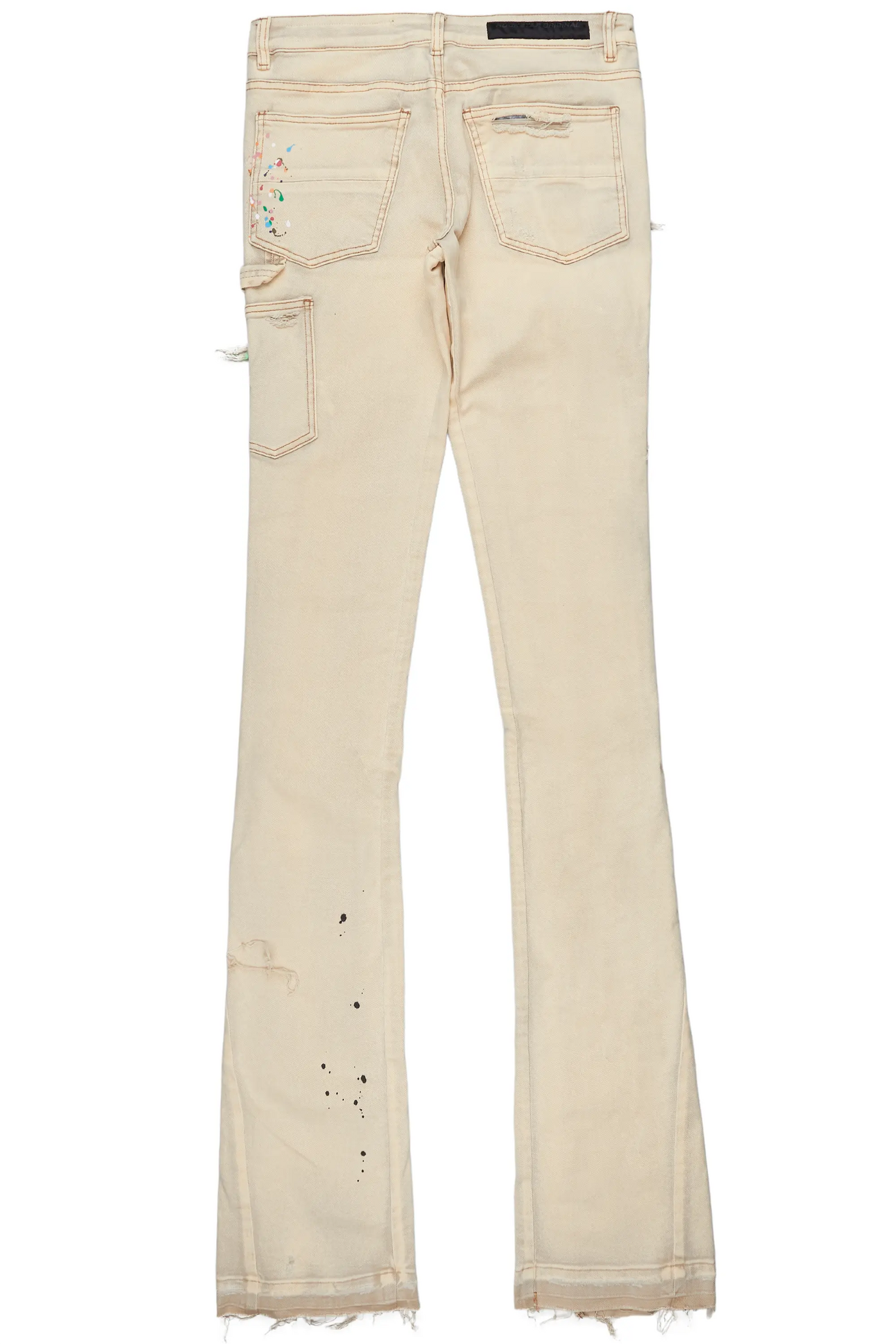 Daan Beige Painter Super Stacked Flare Jean