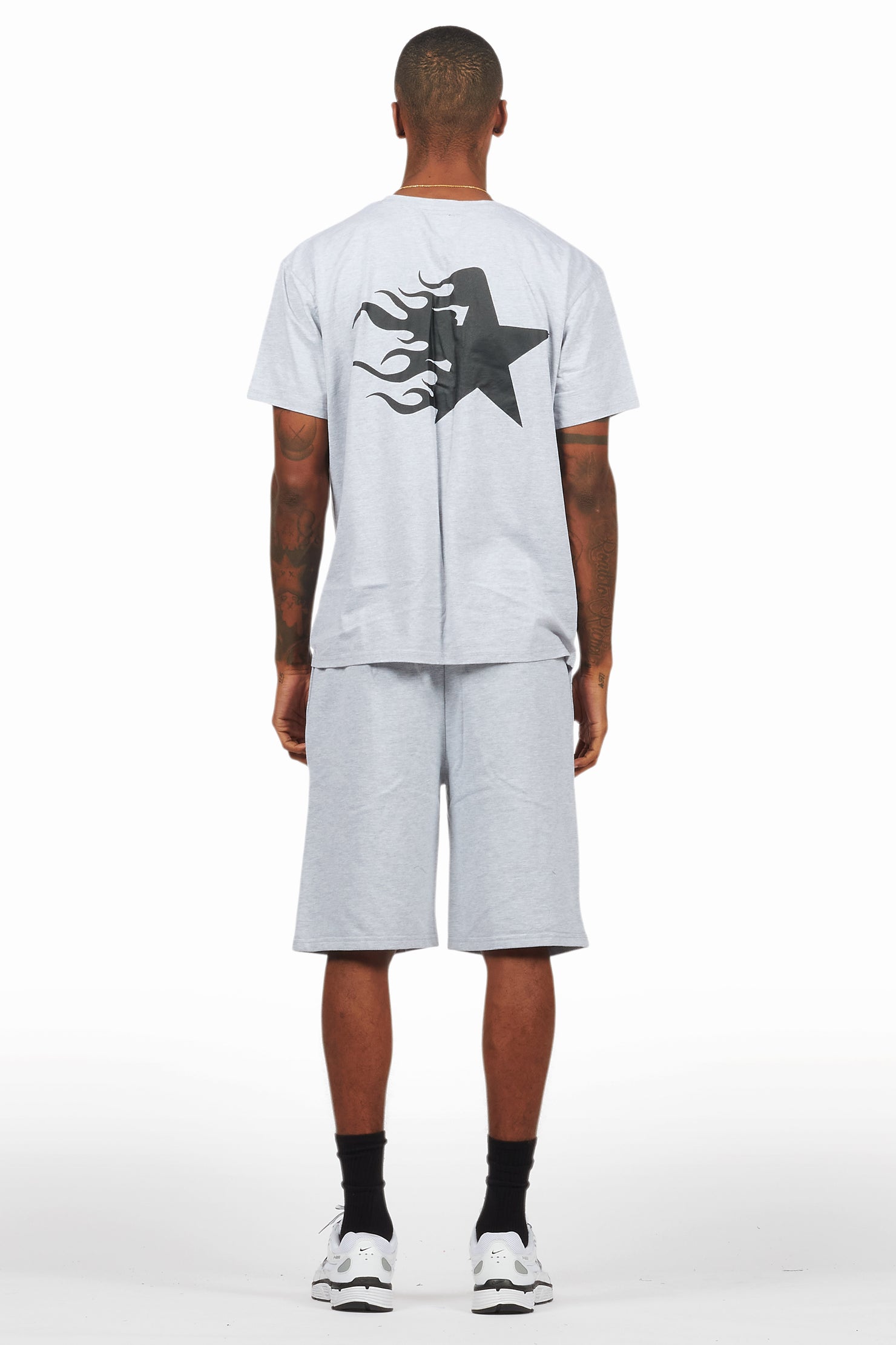 Plutix Heather Grey Graphic T-Shirt Short Set