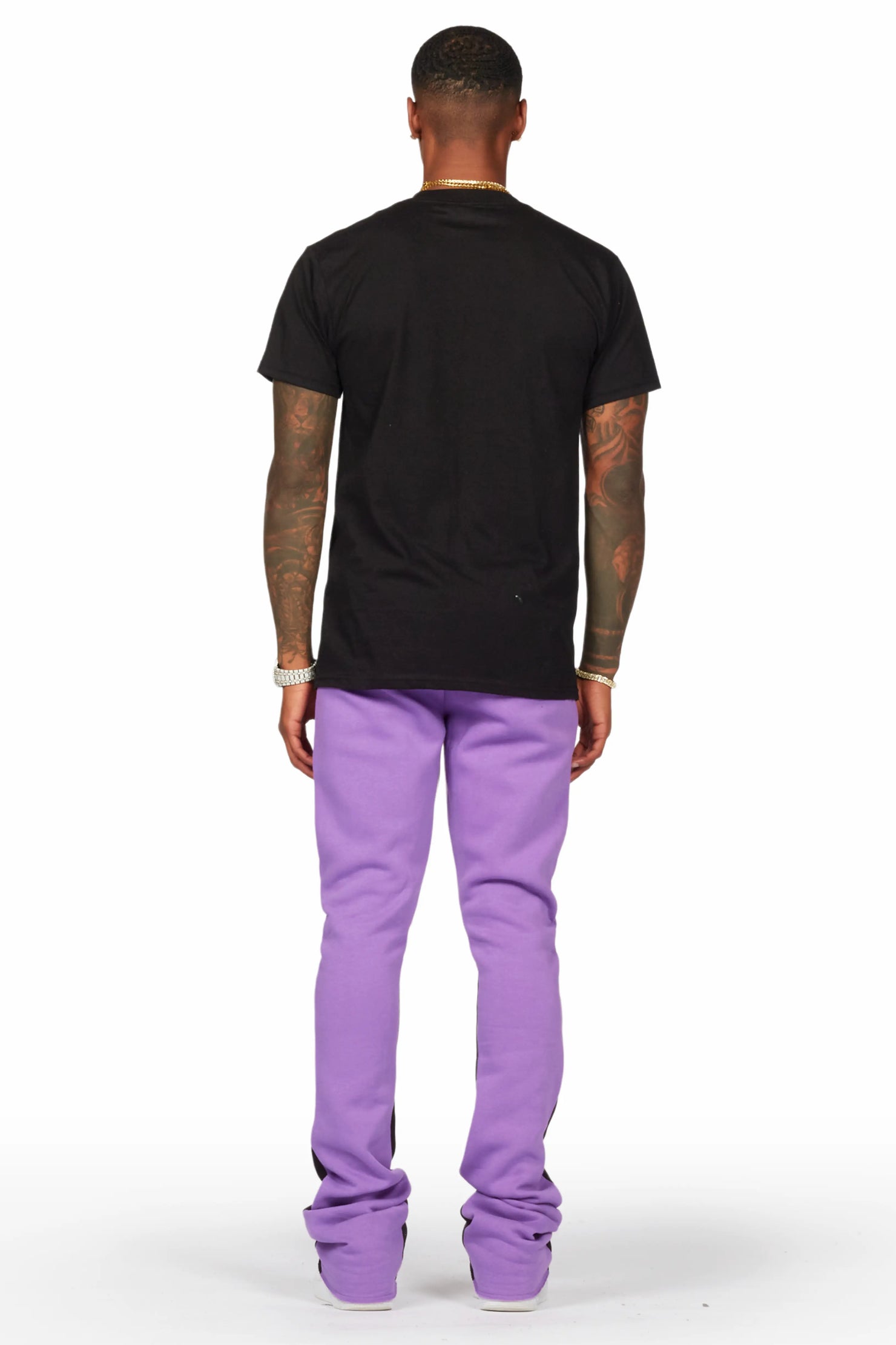 Raffer Black/Purple T-Shirt/Stacked Flare Pant Set