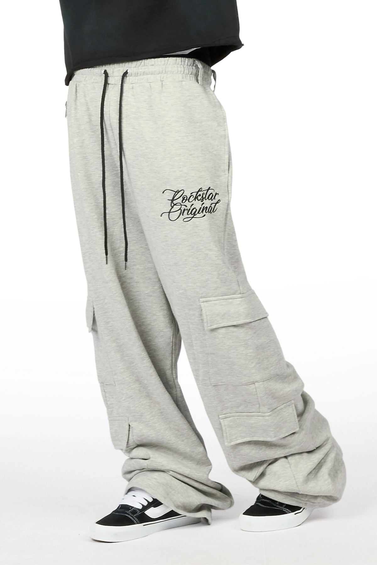 Adaty Heather Grey Chain Baggy Fit Pant