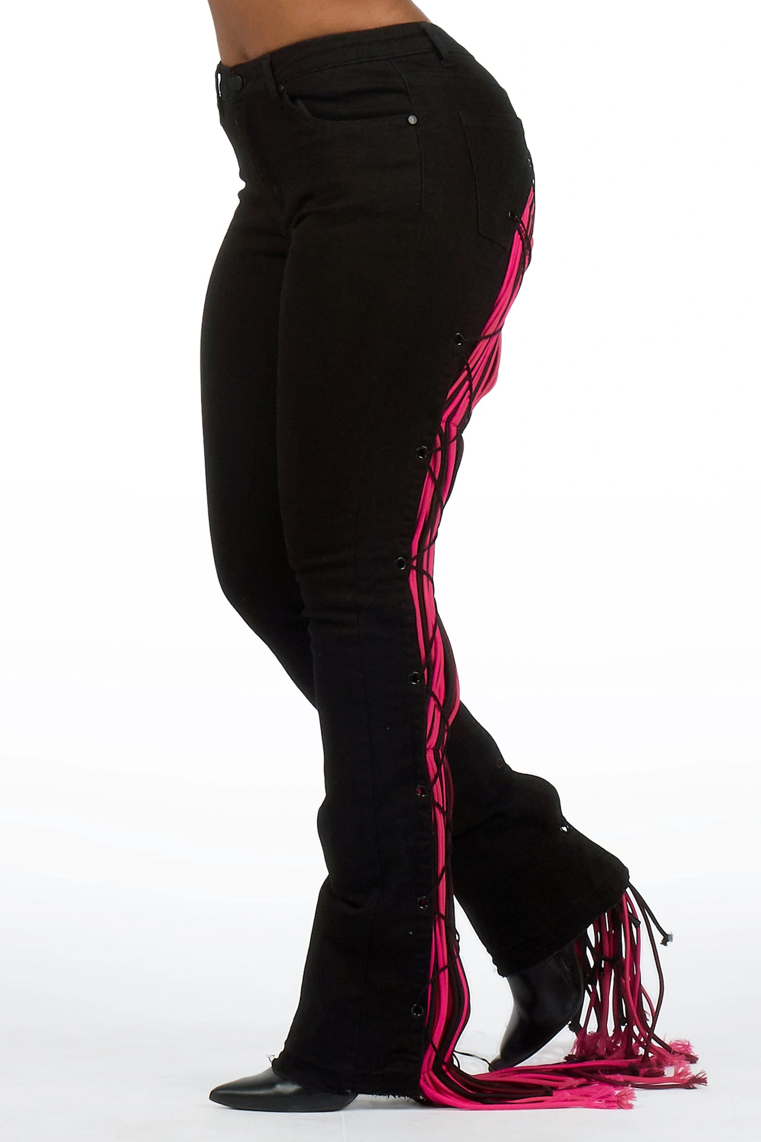 Ottiana Black/Pink Stacked Flare Jean