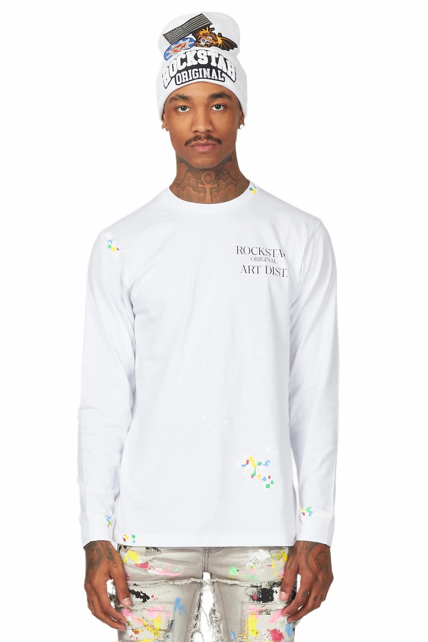 Palmer White Long Sleeve T-Shirt