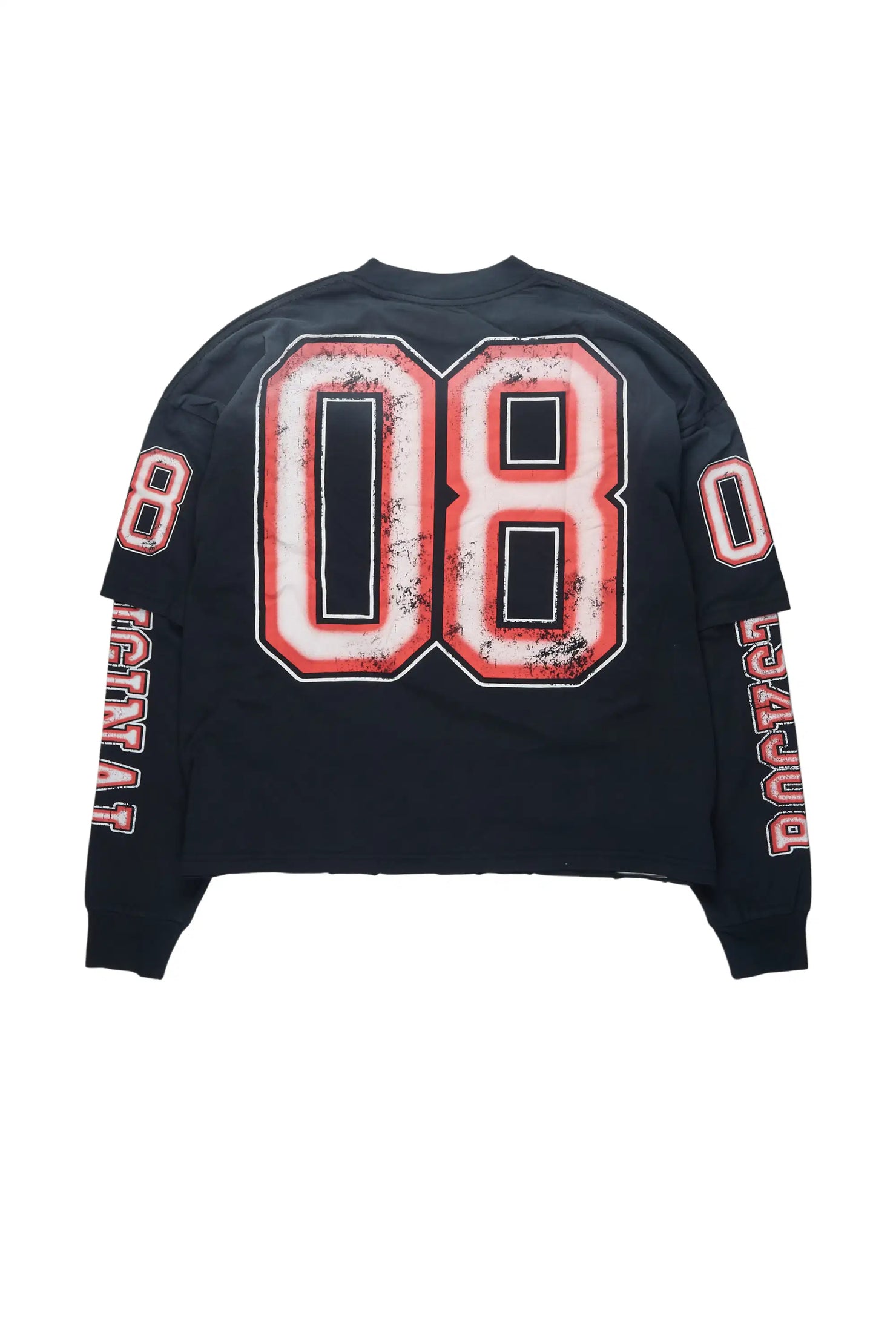Boys Fields Black/Red Double Layer L/S Graphic T-Shirt