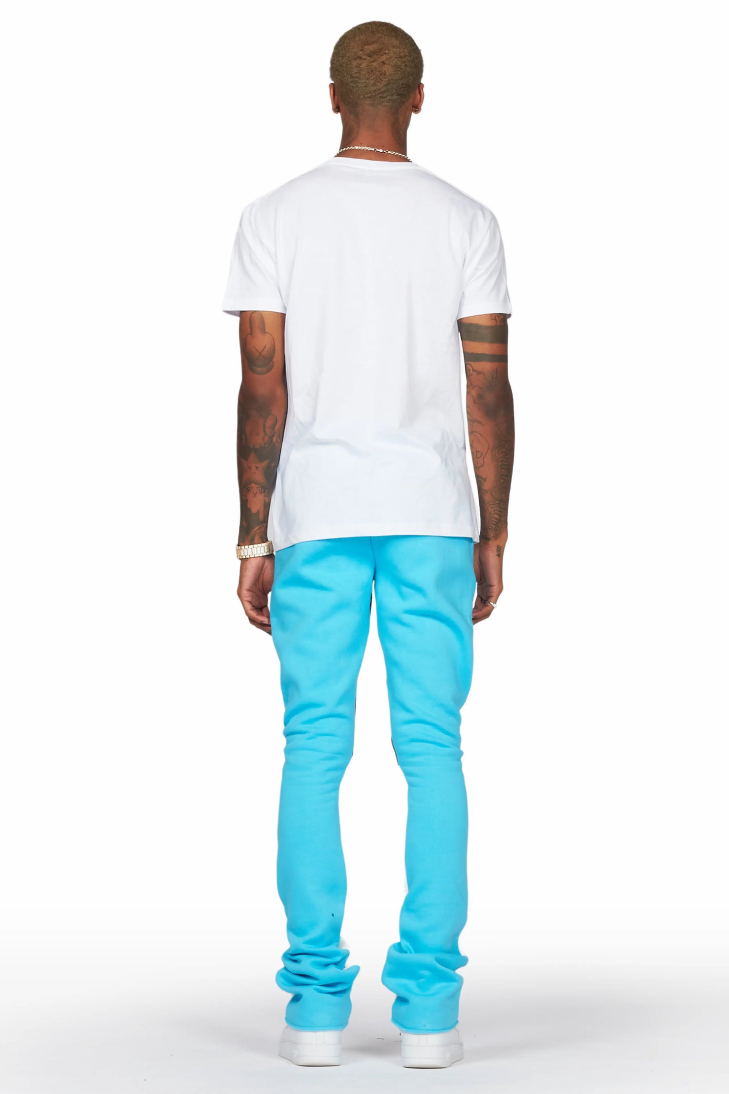 Murdra White/Blue T-Shirt/Stacked Flare Pant Set