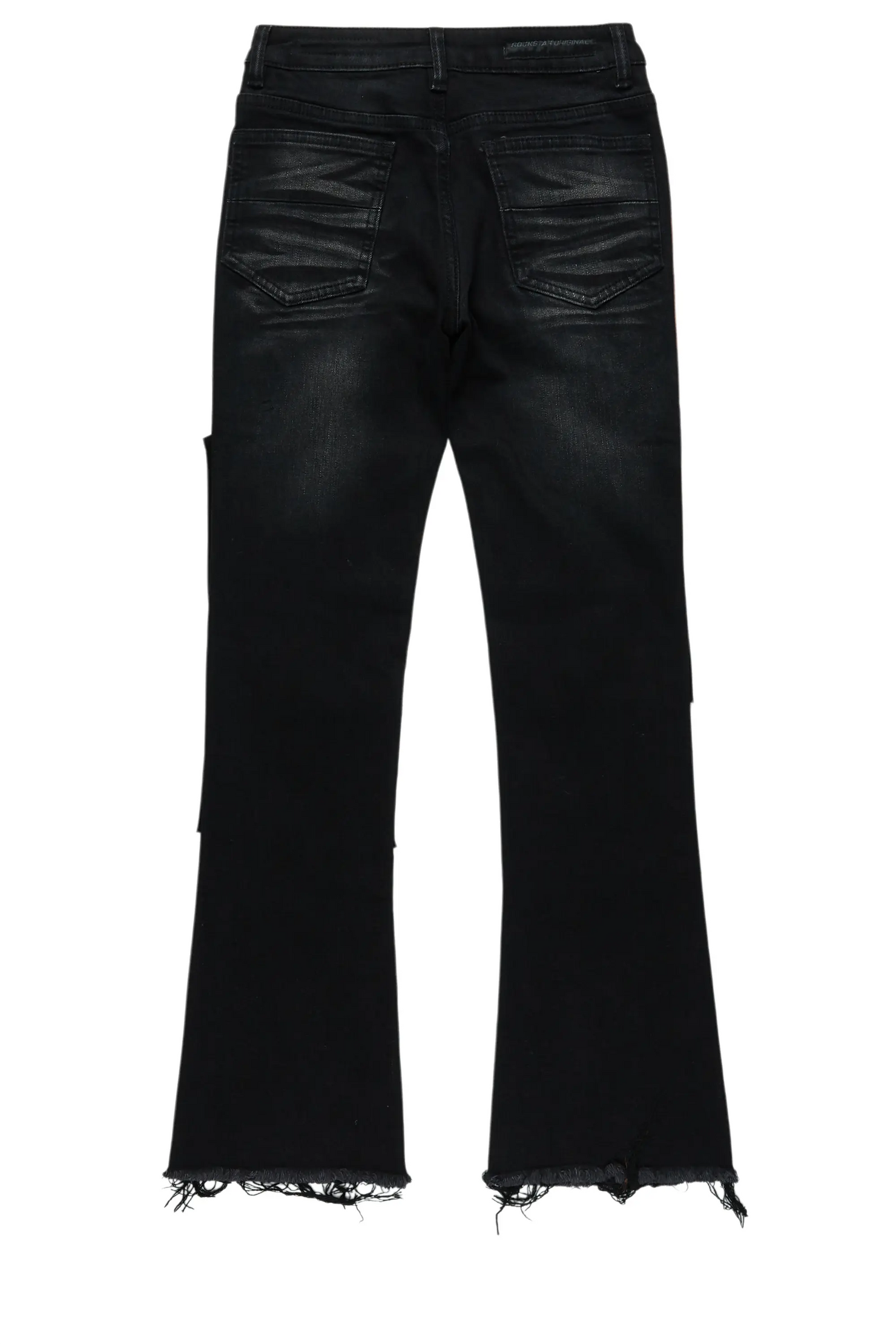 Boys Valko Black/Orange Roller Paint Stacked Flare Jean