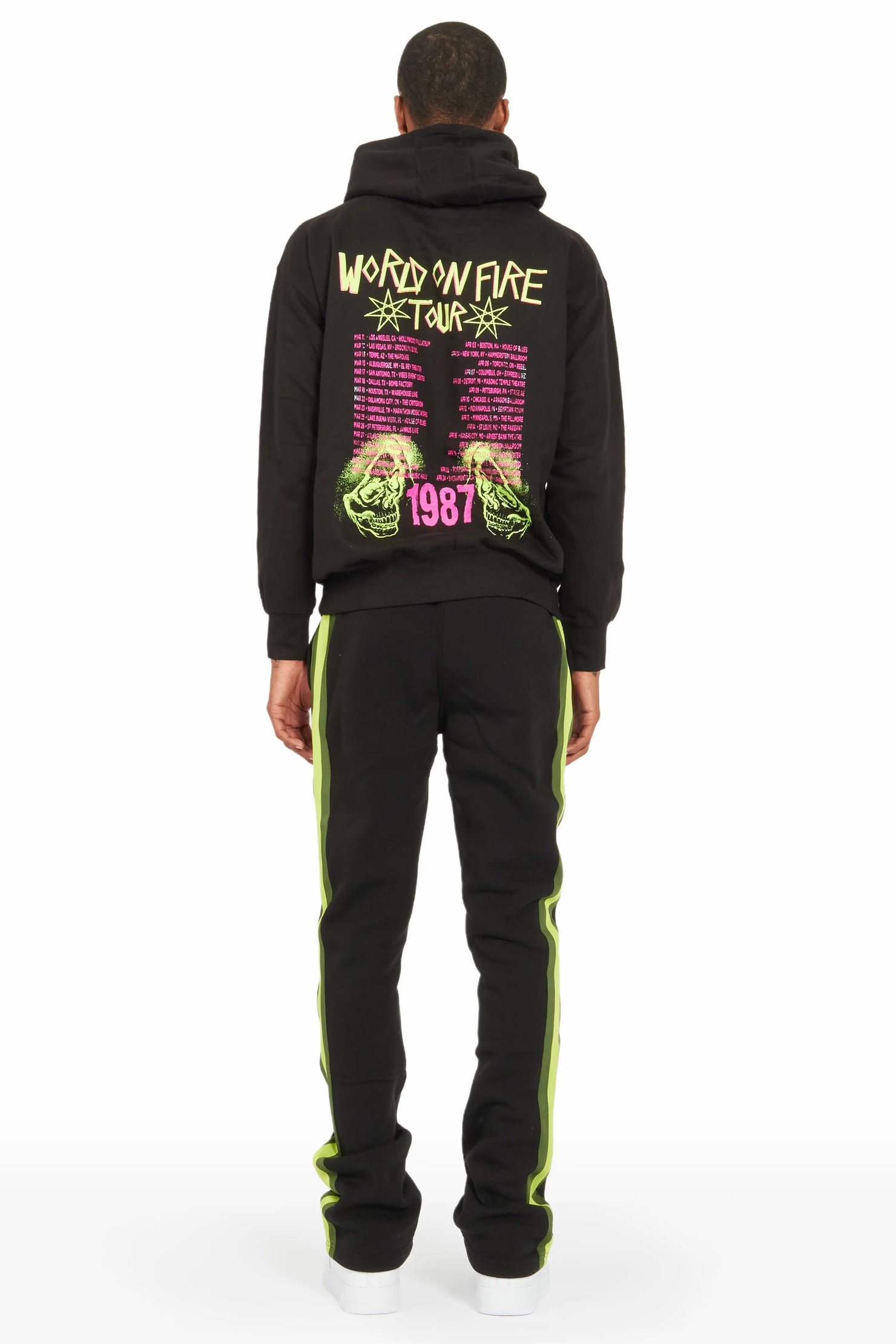 Ramone Black/Green Graphic Hoodie Track Pant Set