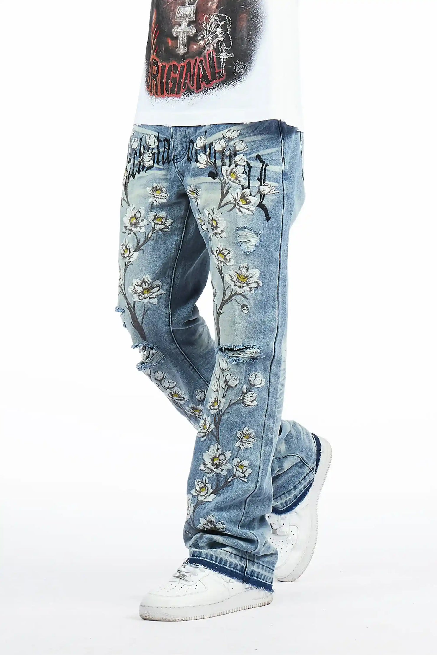 Folor Light Blue Stacked Flare Jean