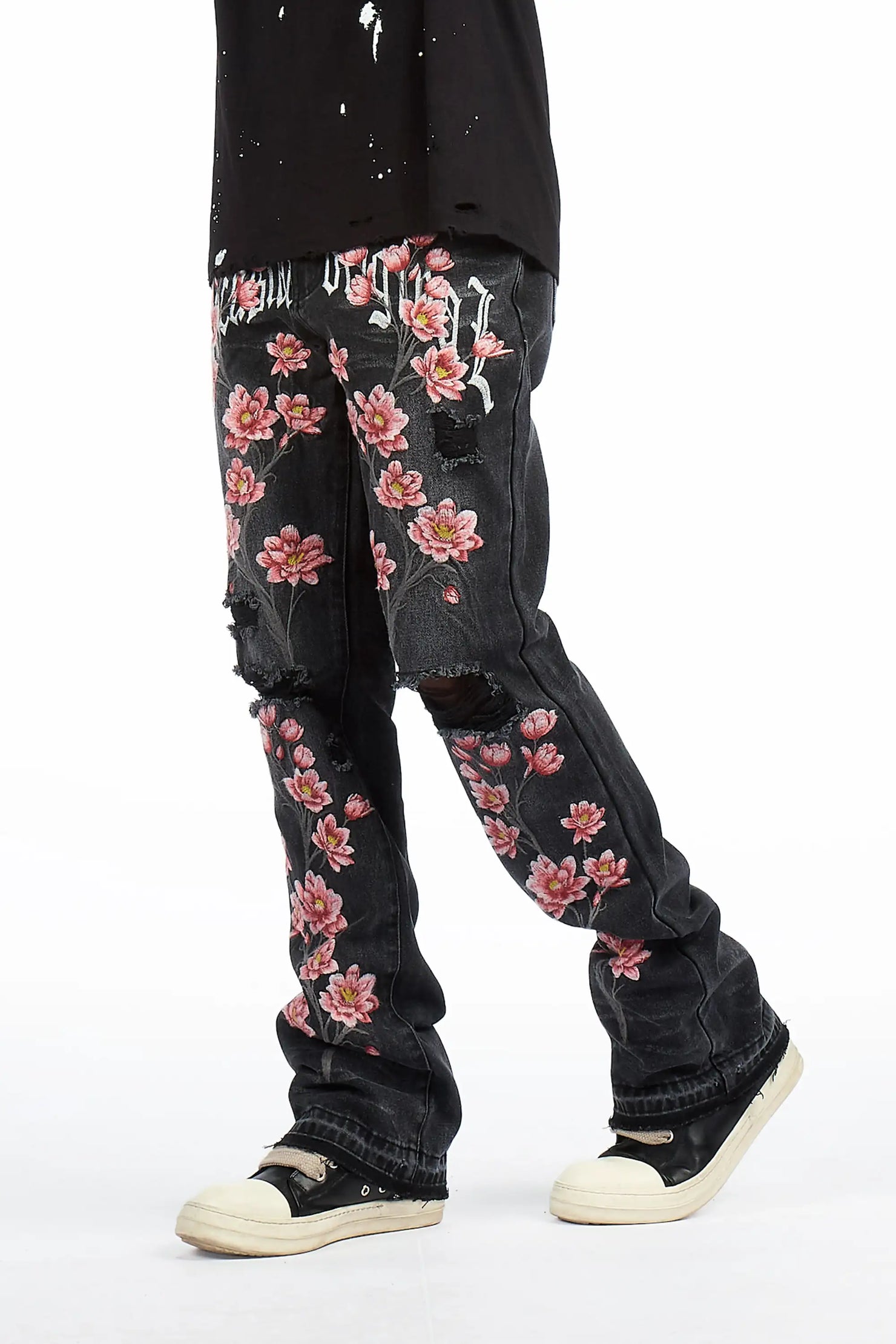 Folor Dark Grey Stacked Flare Jean