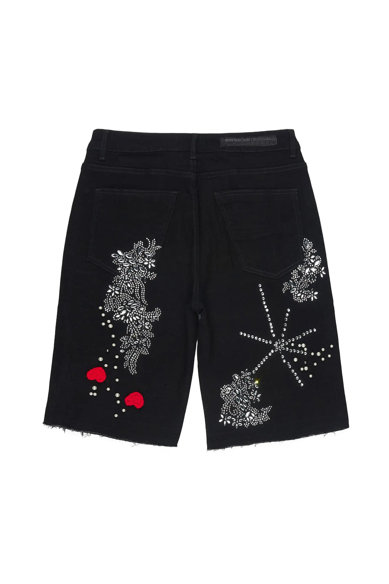Rael Black Rhinestone Denim Short